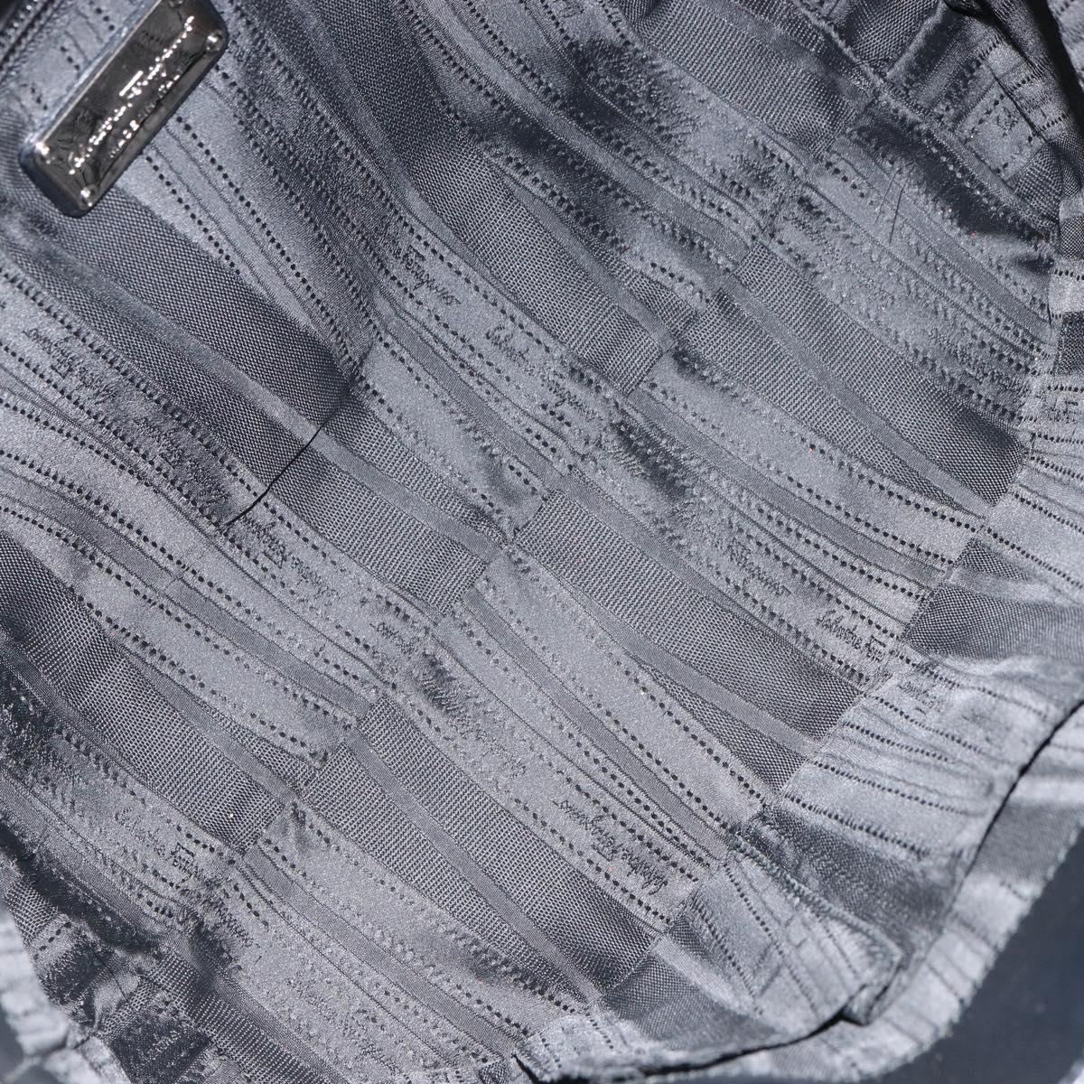 Salvatore Ferragamo Gancini Tote Bag Enamel Black Silver Auth bs31355