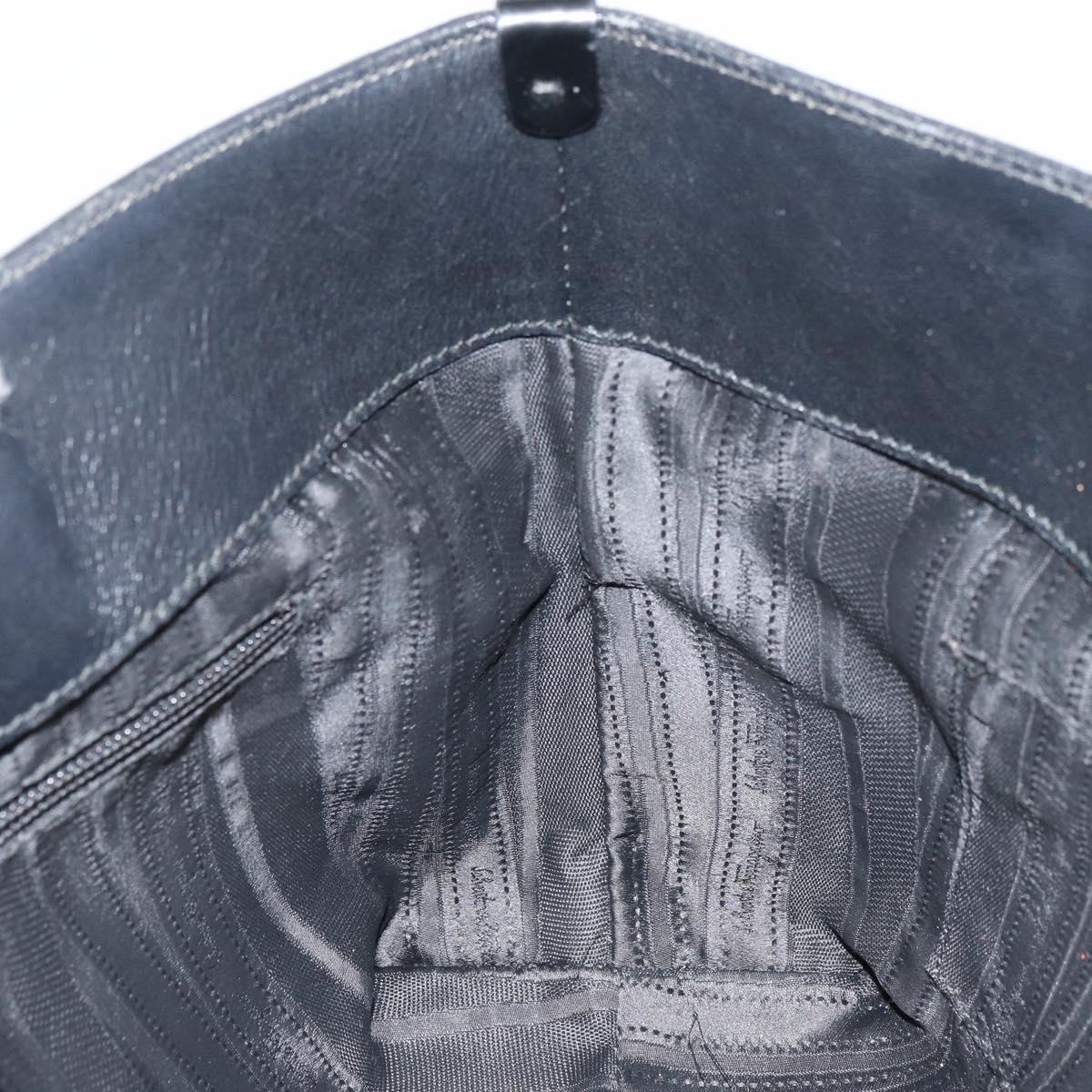 Salvatore Ferragamo Gancini Tote Bag Enamel Black Silver Auth bs31355