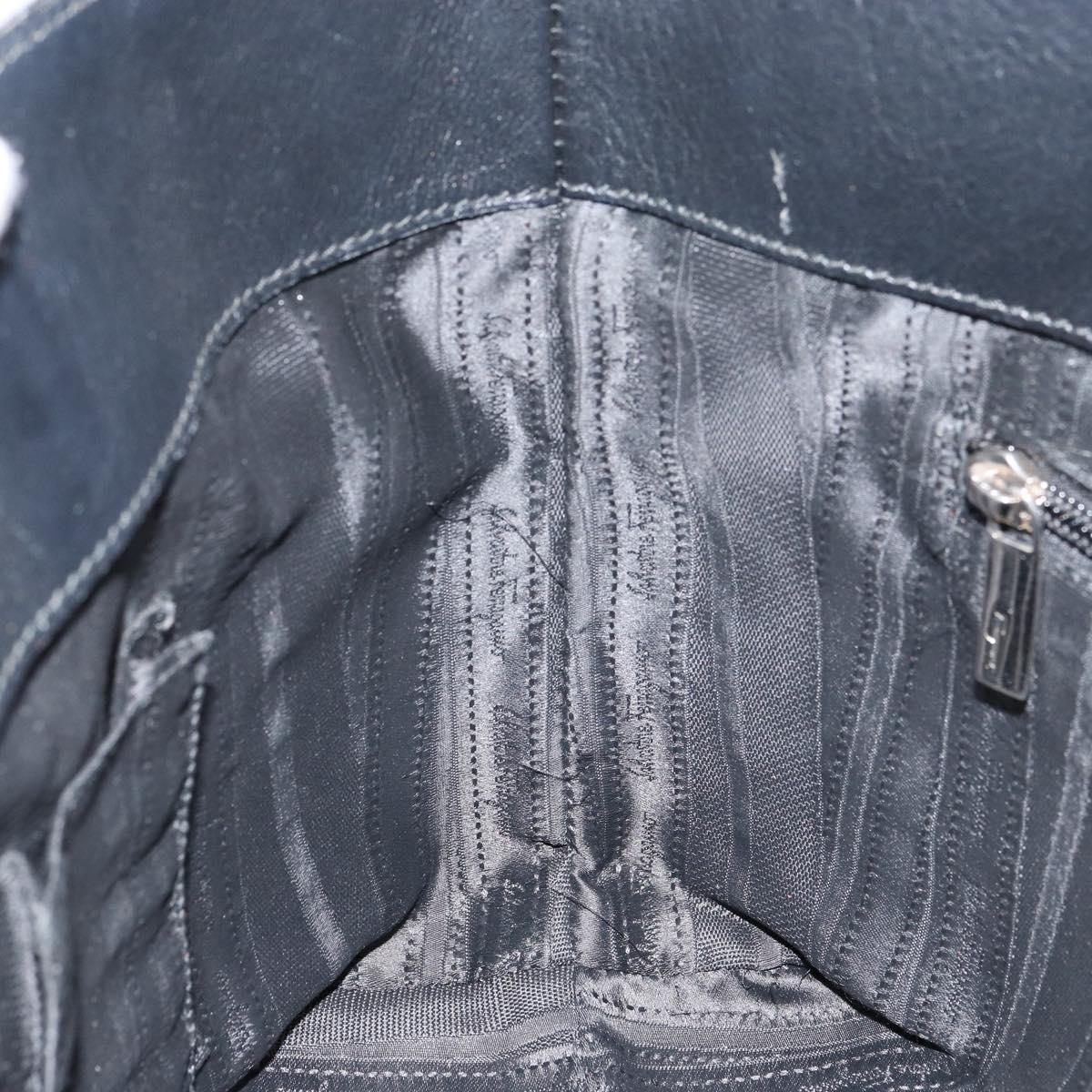 Salvatore Ferragamo Gancini Tote Bag Enamel Black Silver Auth bs31355