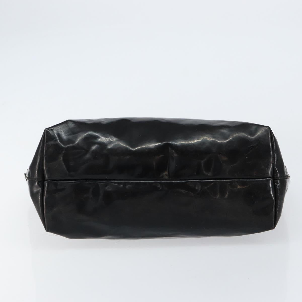 Salvatore Ferragamo Gancini Tote Bag Enamel Black Silver Auth bs31355