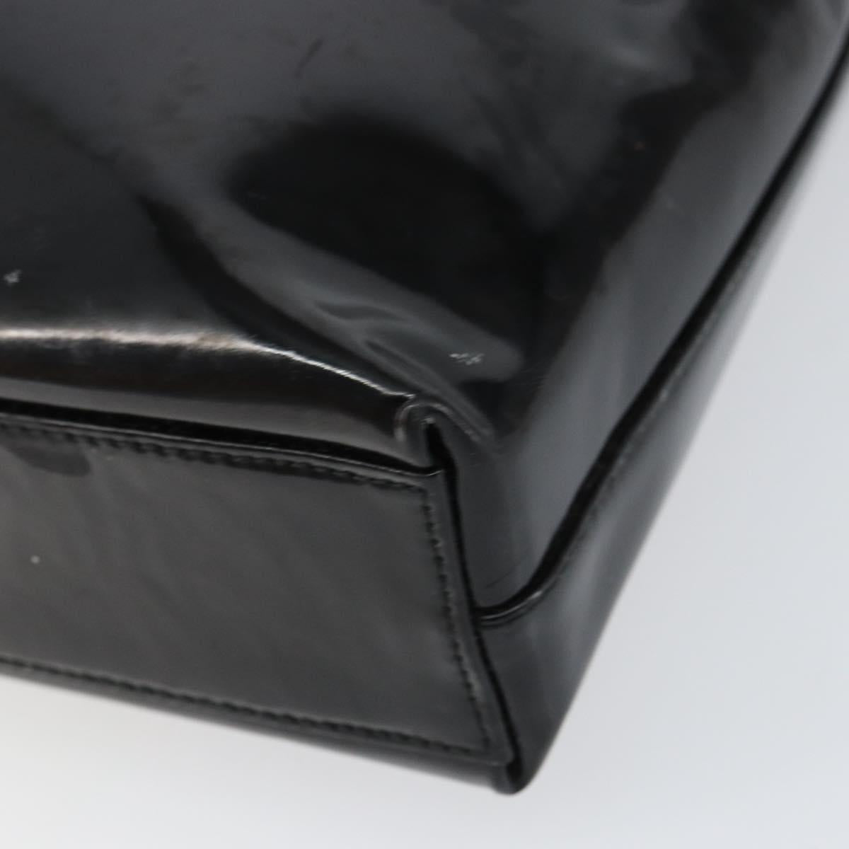 Salvatore Ferragamo Vala Shoulder Bag Enamel Black Silver Auth bs31356