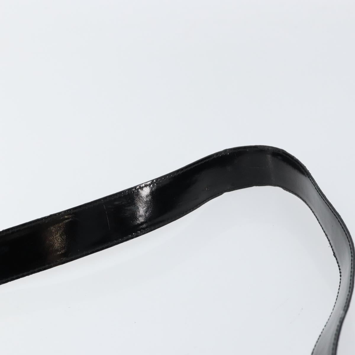 Salvatore Ferragamo Vala Shoulder Bag Enamel Black Silver Auth bs31356