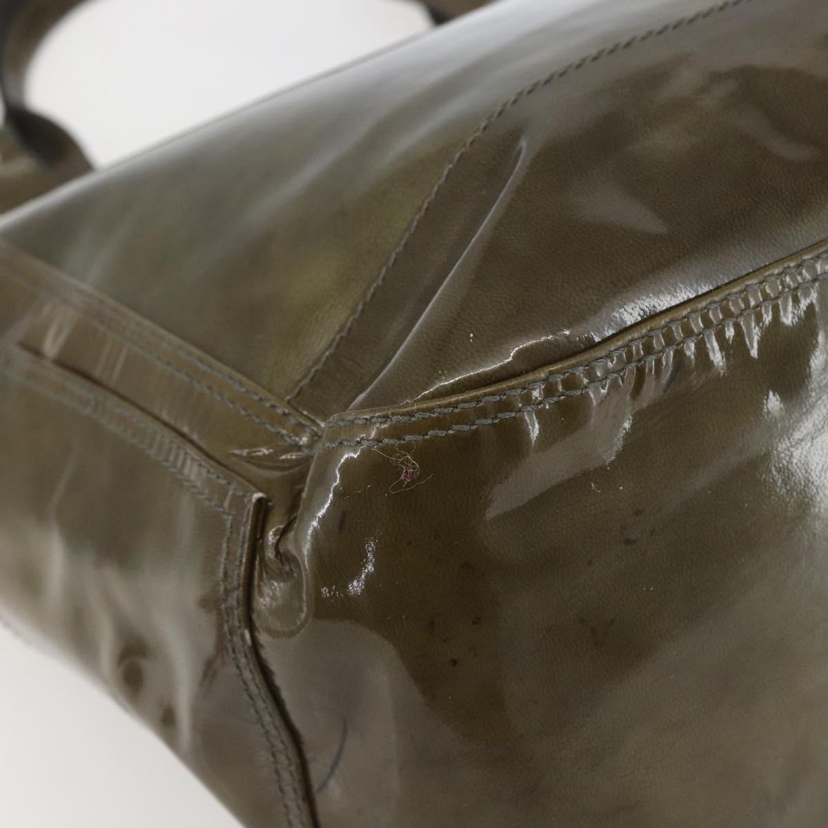 Salvatore Ferragamo Tote Bag Enamel Green Silver Auth bs31357