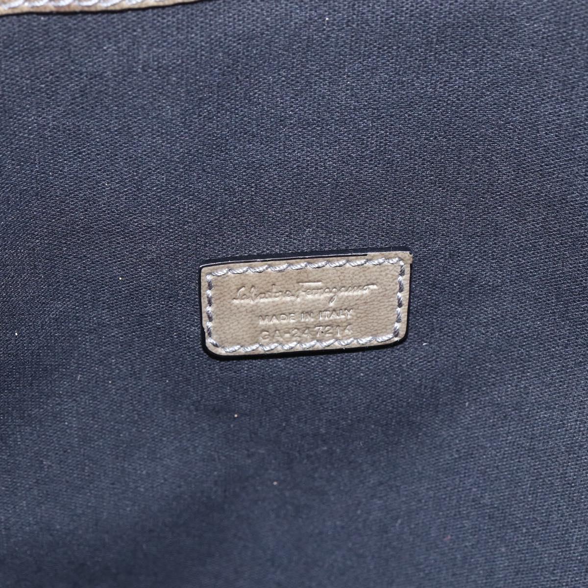 Salvatore Ferragamo Tote Bag Enamel Green Silver Auth bs31357