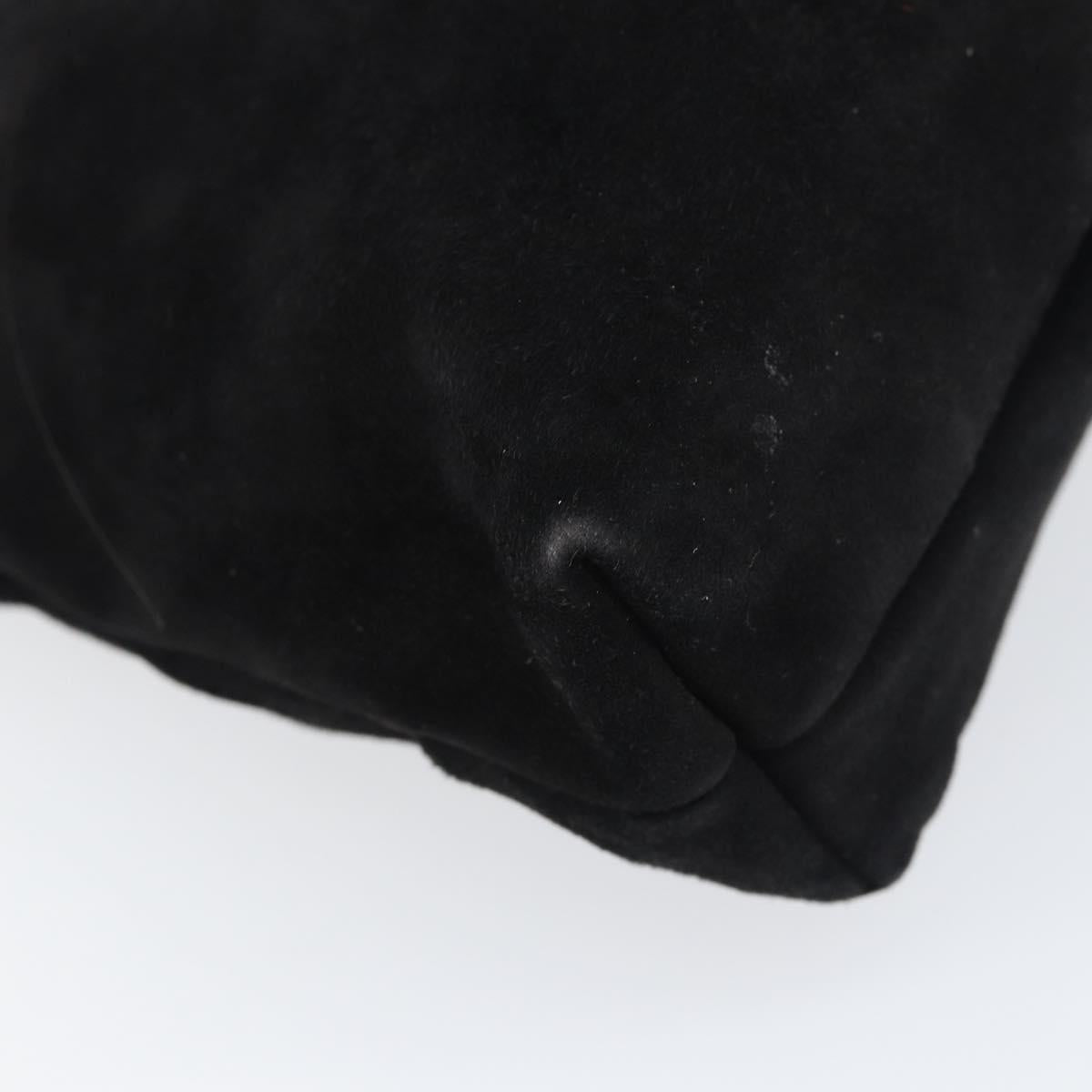 Salvatore Ferragamo Vala Shoulder Bag Suede Black Gold Auth bs31358