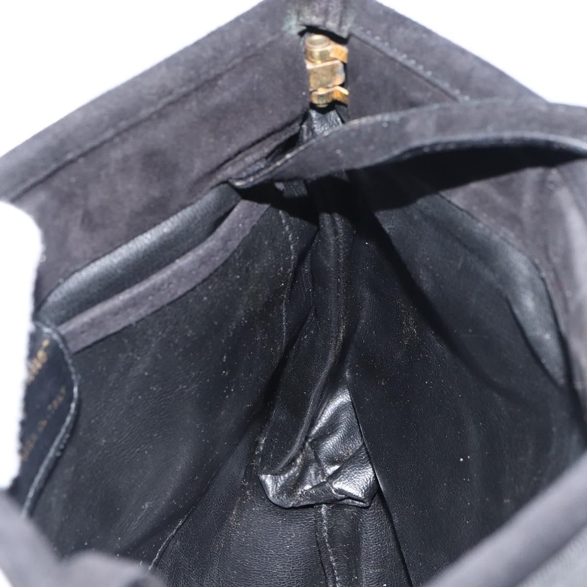 Salvatore Ferragamo Vala Shoulder Bag Suede Black Gold Auth bs31358