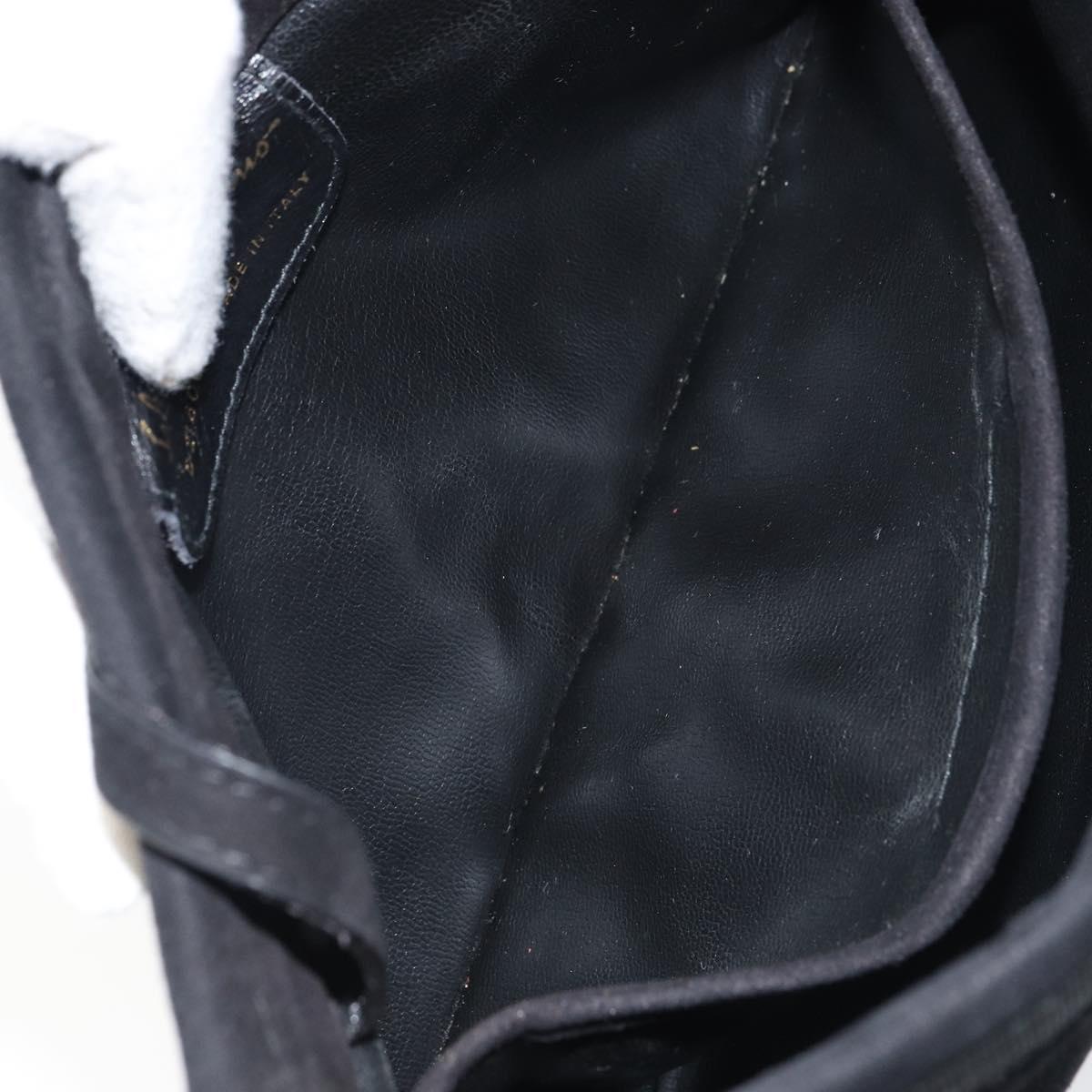 Salvatore Ferragamo Vala Shoulder Bag Suede Black Gold Auth bs31358