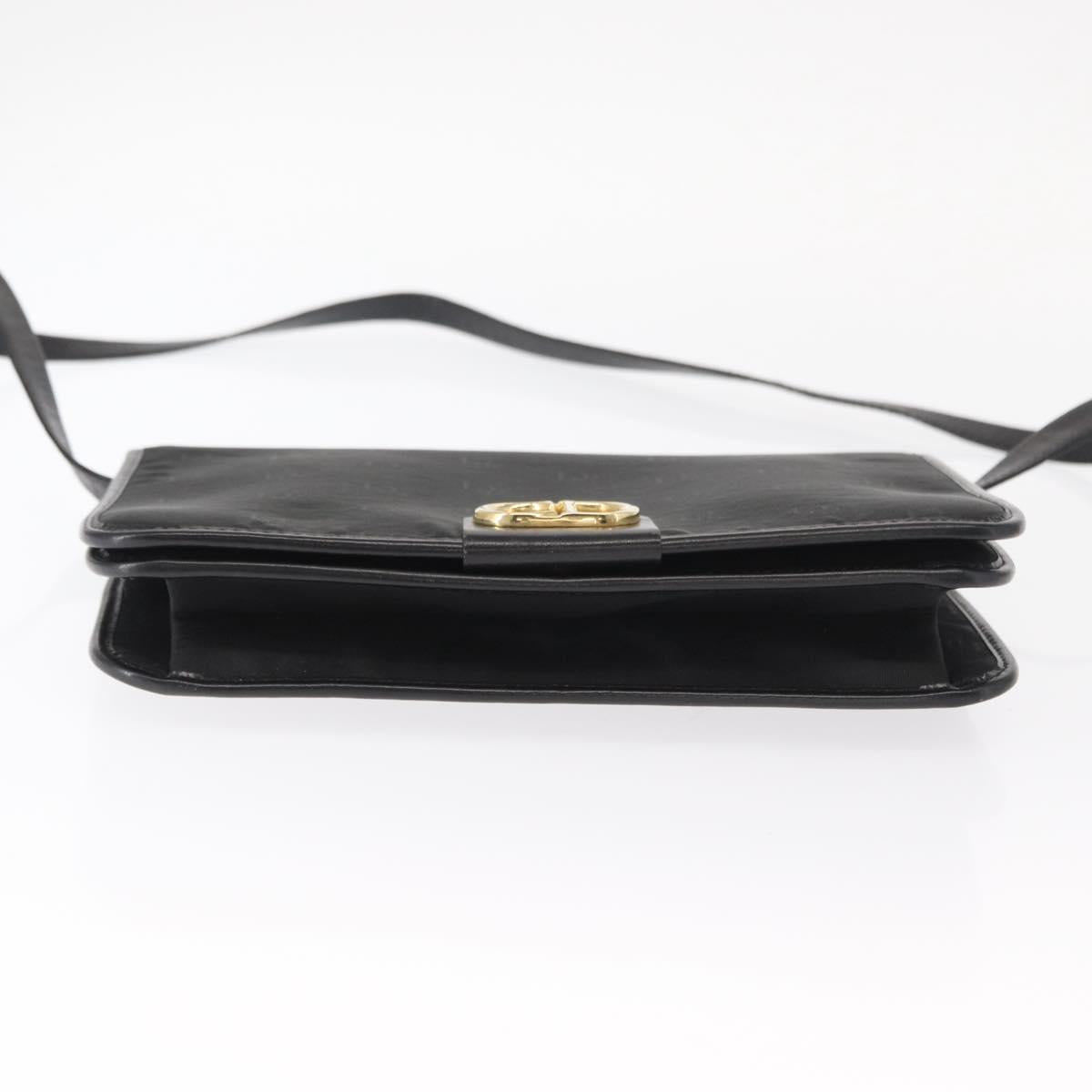 Christian Dior Shoulder Bag Nylon Black gold Auth bs31359