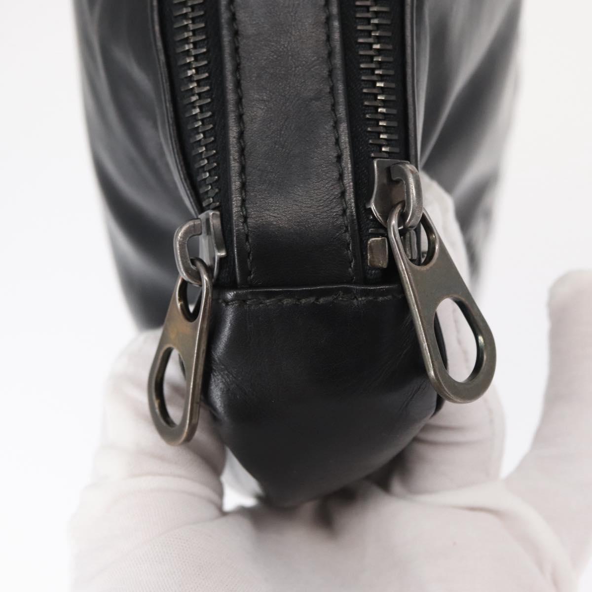 BOTTEGA VENETA INTRECCIATO Clutch Bag Leather Black Auth bs31360