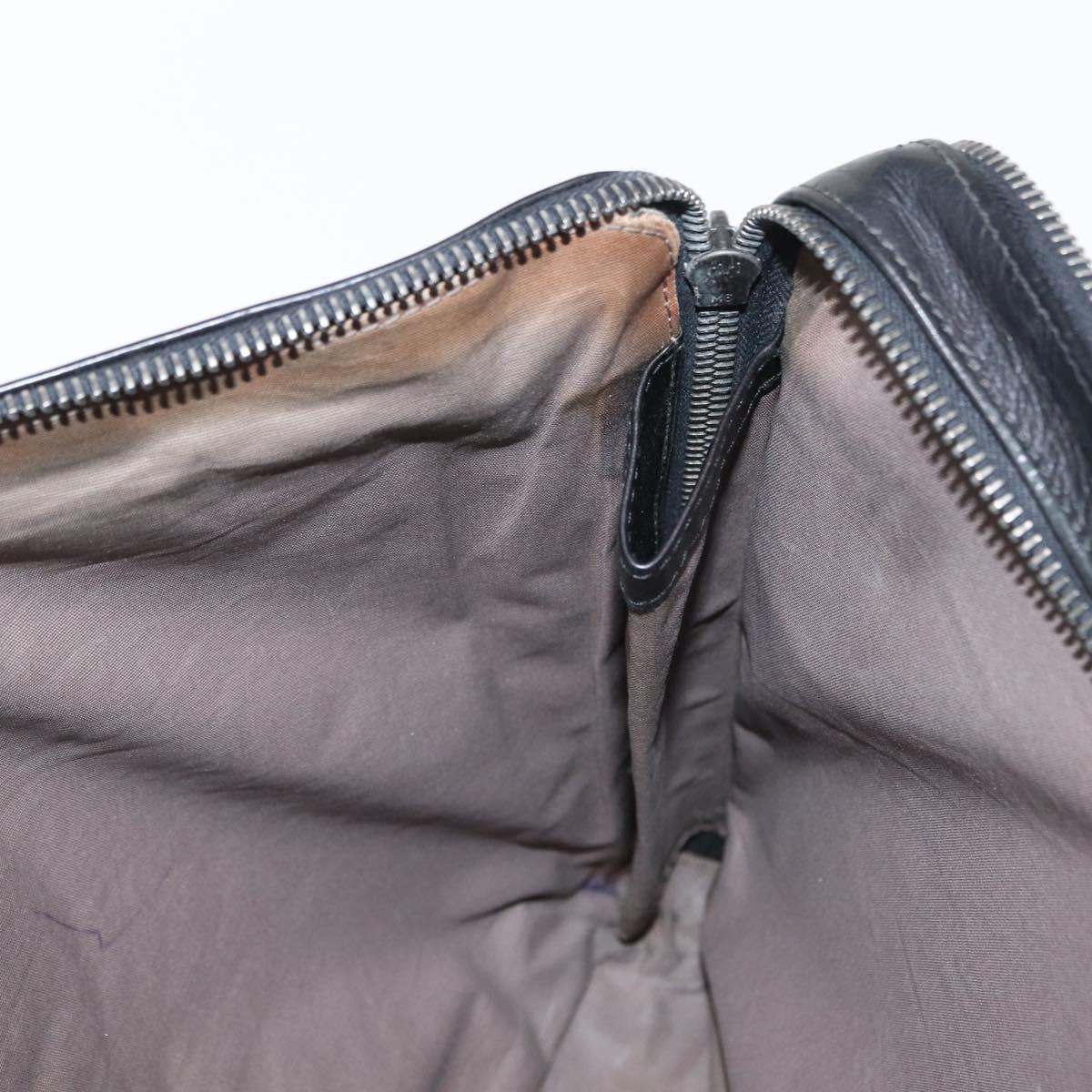 BOTTEGA VENETA INTRECCIATO Clutch Bag Leather Black Auth bs31360