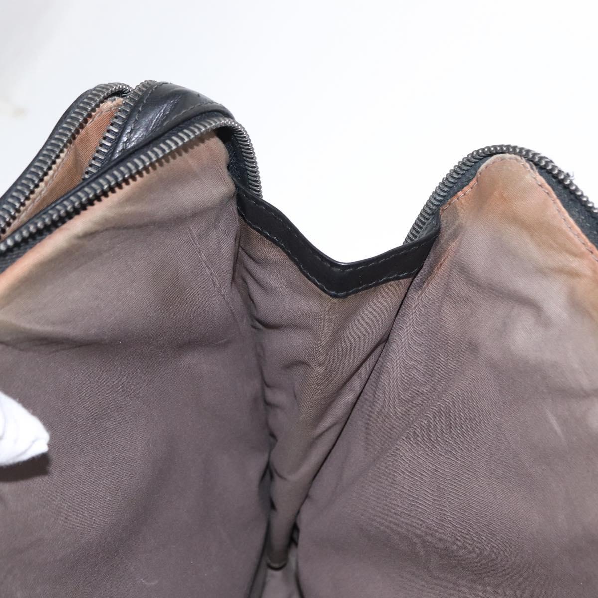 BOTTEGA VENETA INTRECCIATO Clutch Bag Leather Black Auth bs31360