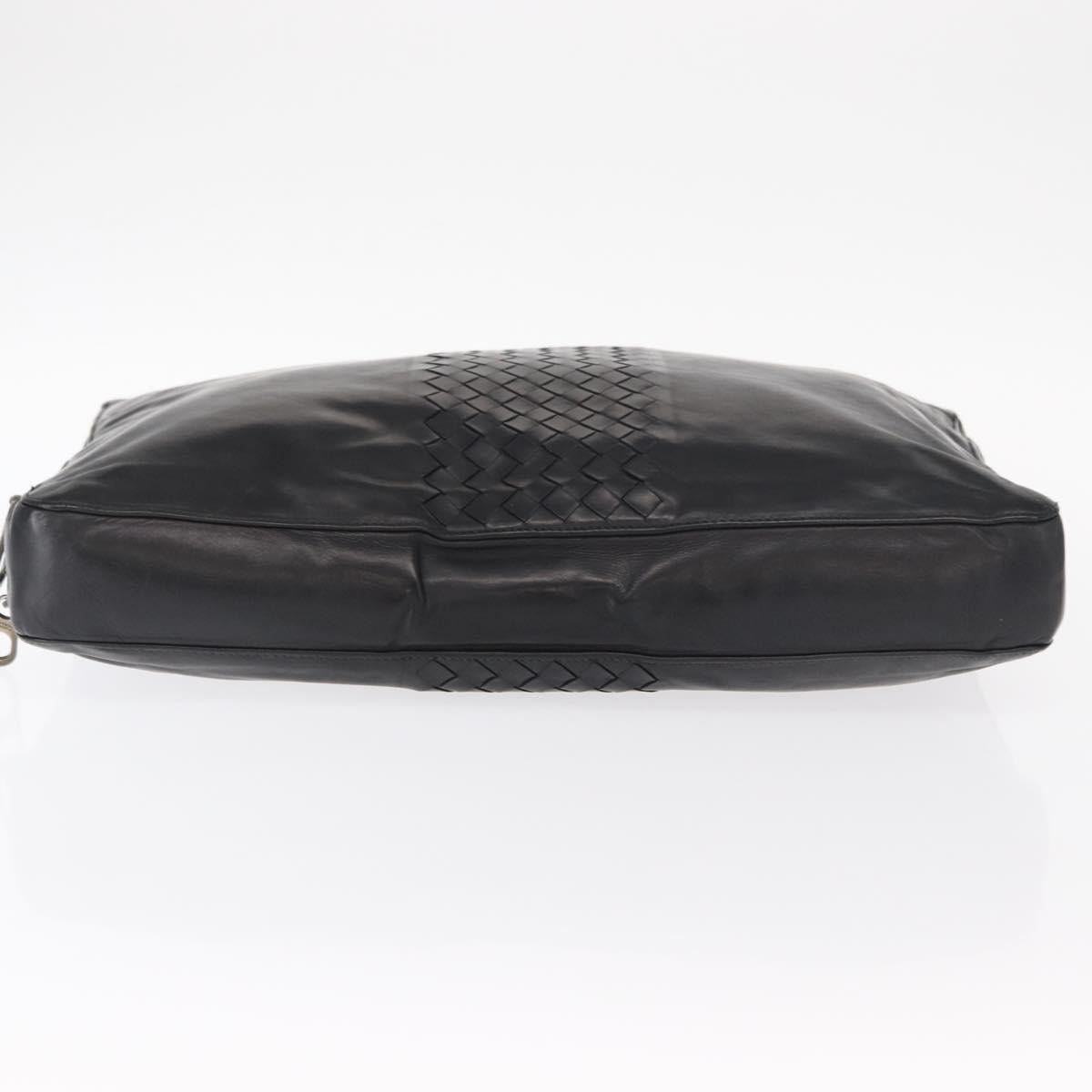 BOTTEGA VENETA INTRECCIATO Clutch Bag Leather Black Auth bs31360