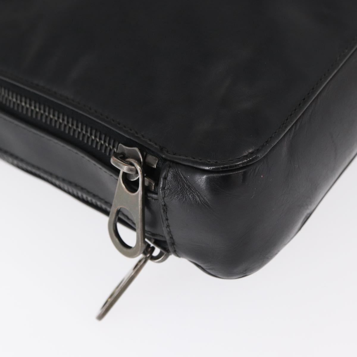 BOTTEGA VENETA INTRECCIATO Clutch Bag Leather Black Auth bs31360