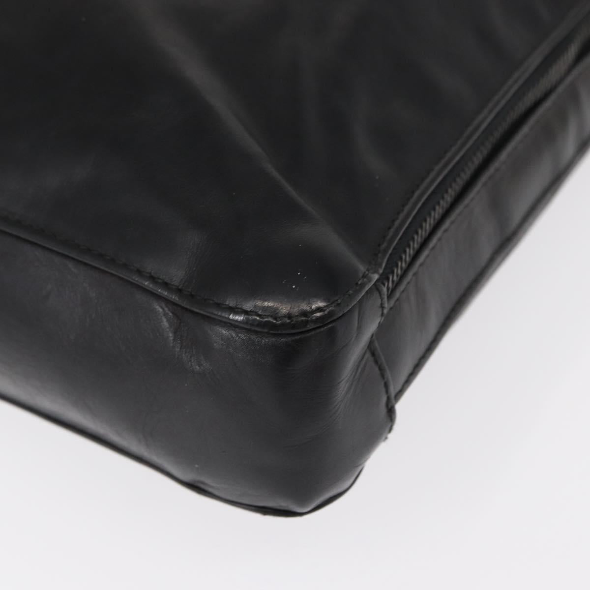 BOTTEGA VENETA INTRECCIATO Clutch Bag Leather Black Auth bs31360