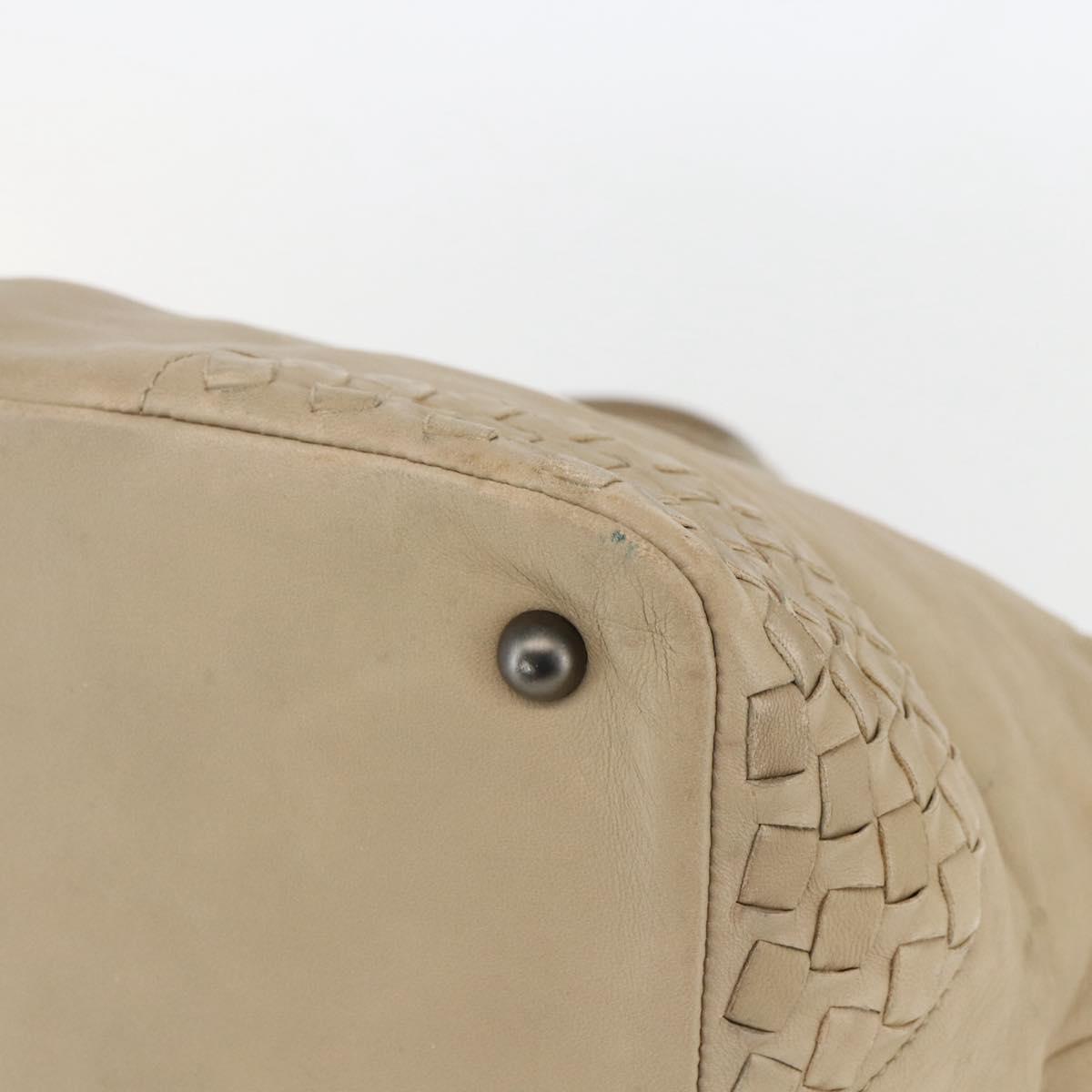 BOTTEGA VENETA INTRECCIATO Hand Bag Leather Beige Auth bs31361