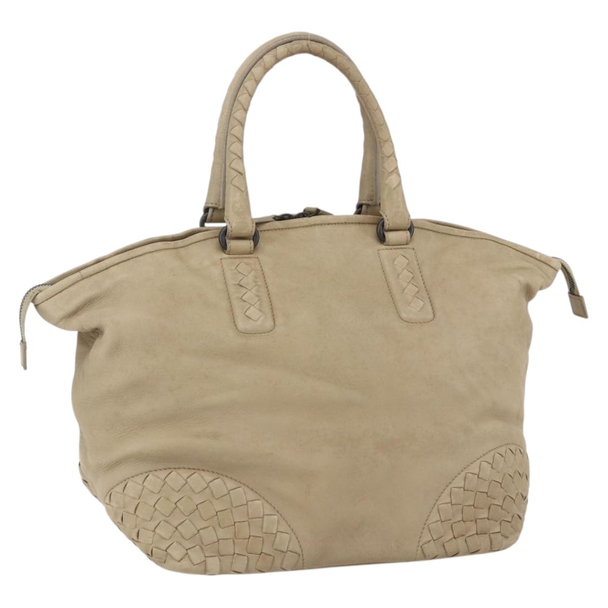 BOTTEGA VENETA INTRECCIATO Hand Bag Leather Beige Auth bs31361
