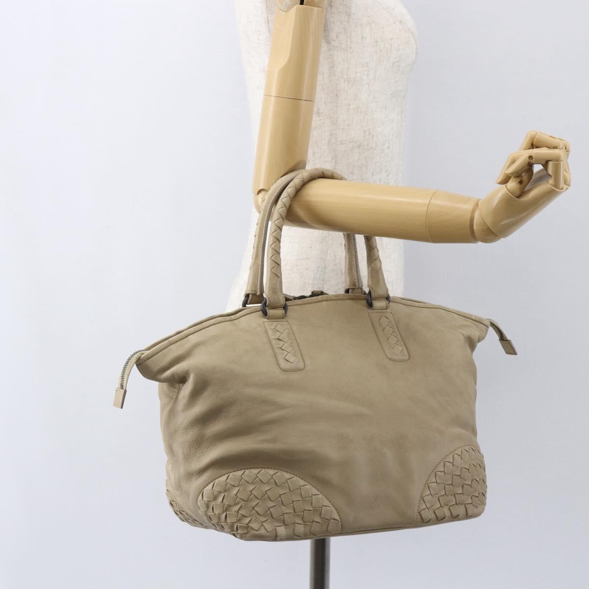 BOTTEGA VENETA INTRECCIATO Hand Bag Leather Beige Auth bs31361
