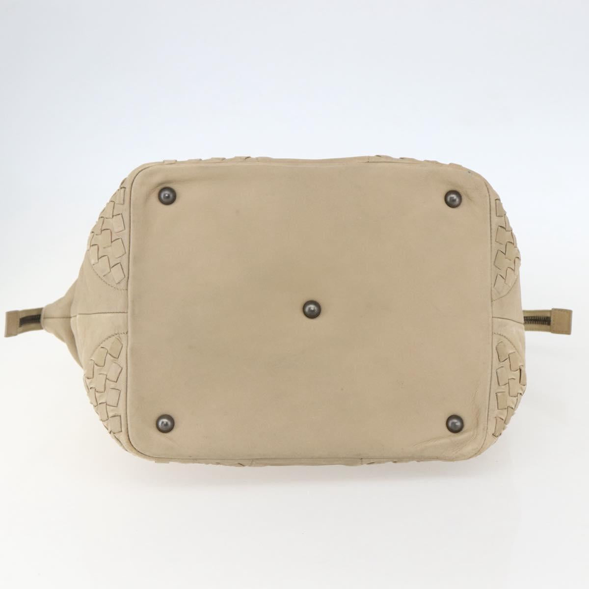 BOTTEGA VENETA INTRECCIATO Hand Bag Leather Beige Auth bs31361