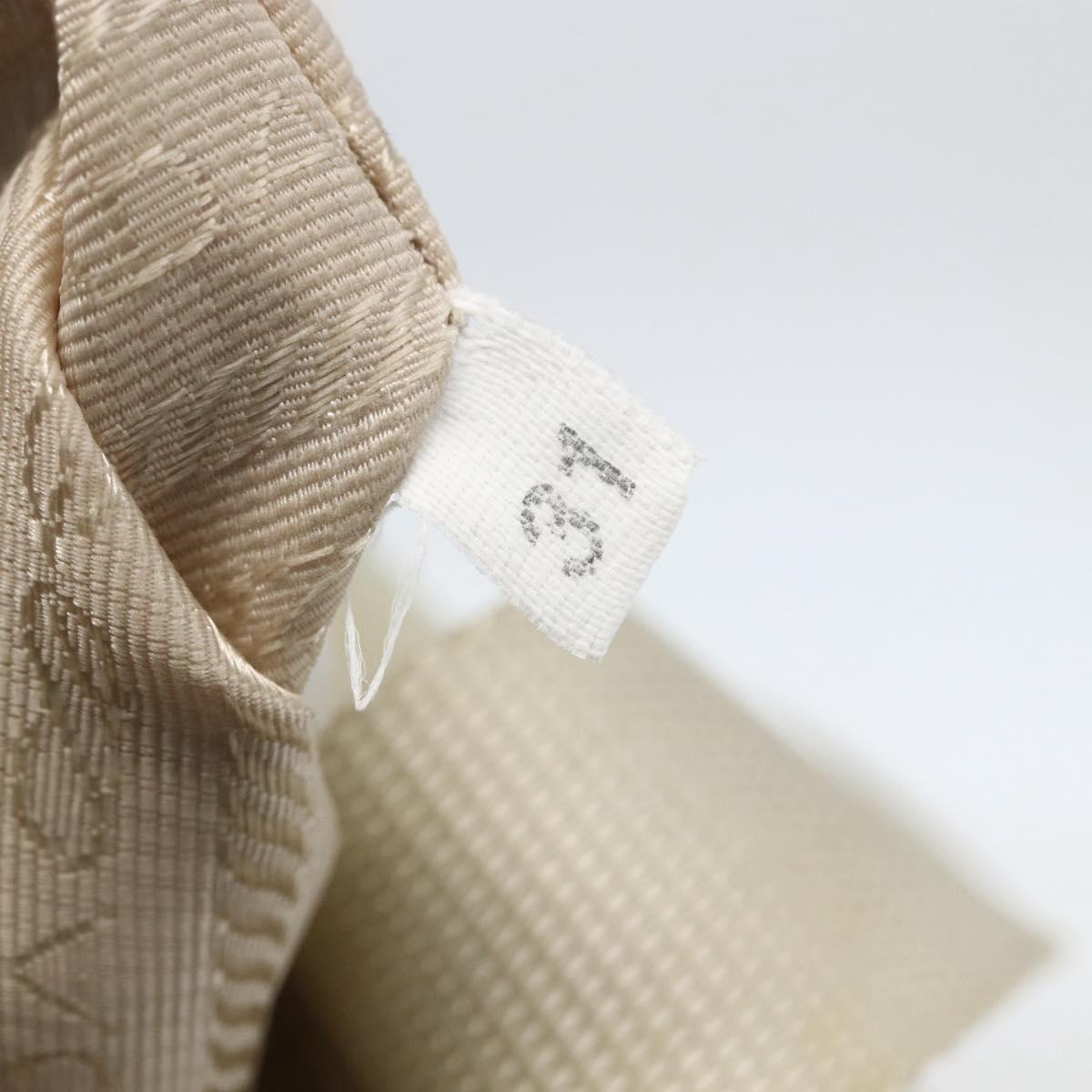 PRADA Tote Bag Nylon Beige Silver Auth bs31362