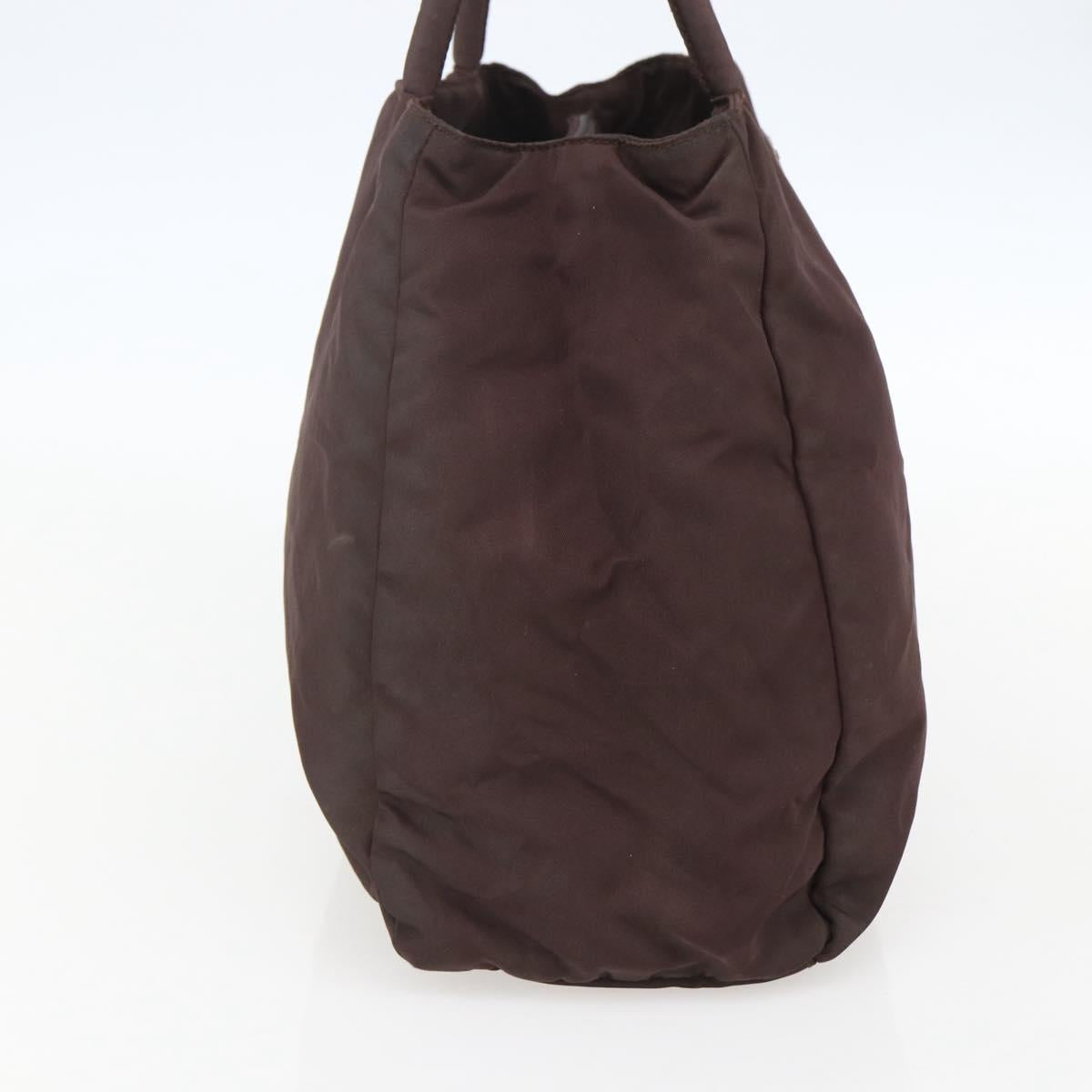 PRADA Hand Bag Nylon Brown Silver Auth bs31363