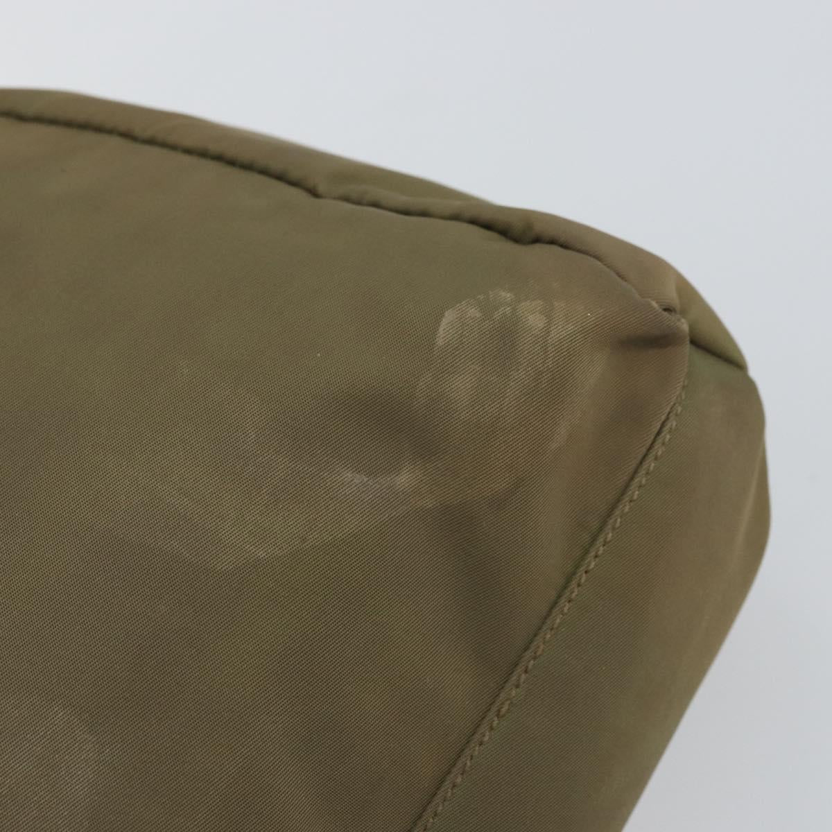 PRADA Hand Bag Nylon Khaki Silver Auth bs31364