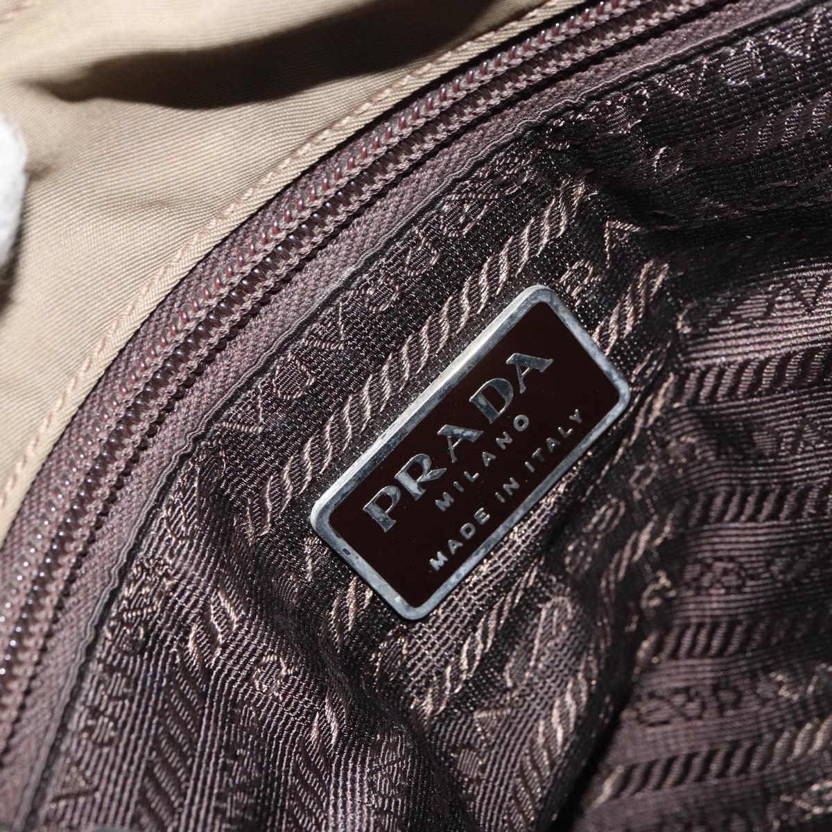 PRADA Hand Bag Nylon Khaki Silver Auth bs31364