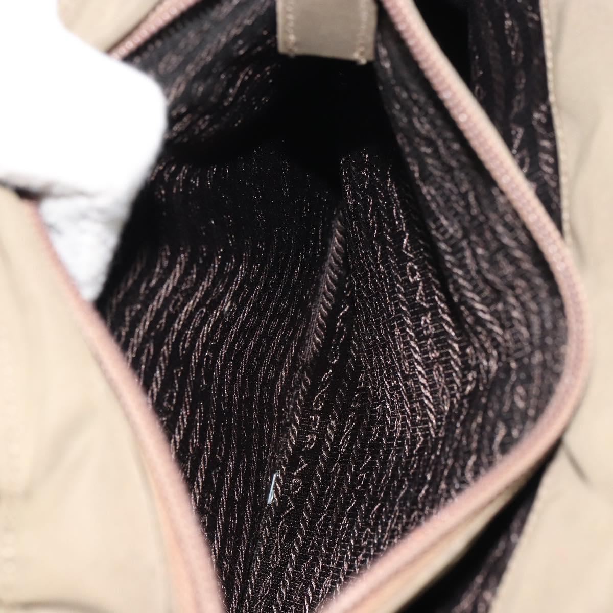 PRADA Hand Bag Nylon Khaki Silver Auth bs31364