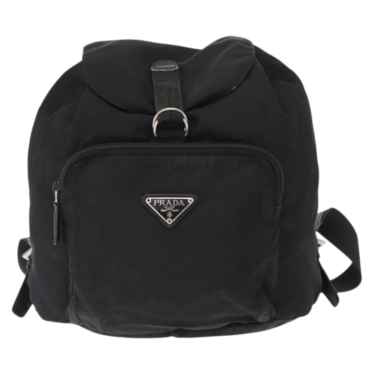 PRADA Backpack Nylon Black Silver Auth bs31366