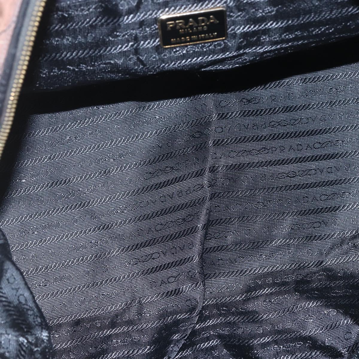 PRADA Chain Hand Bag Nylon Brown Gold Auth bs31367