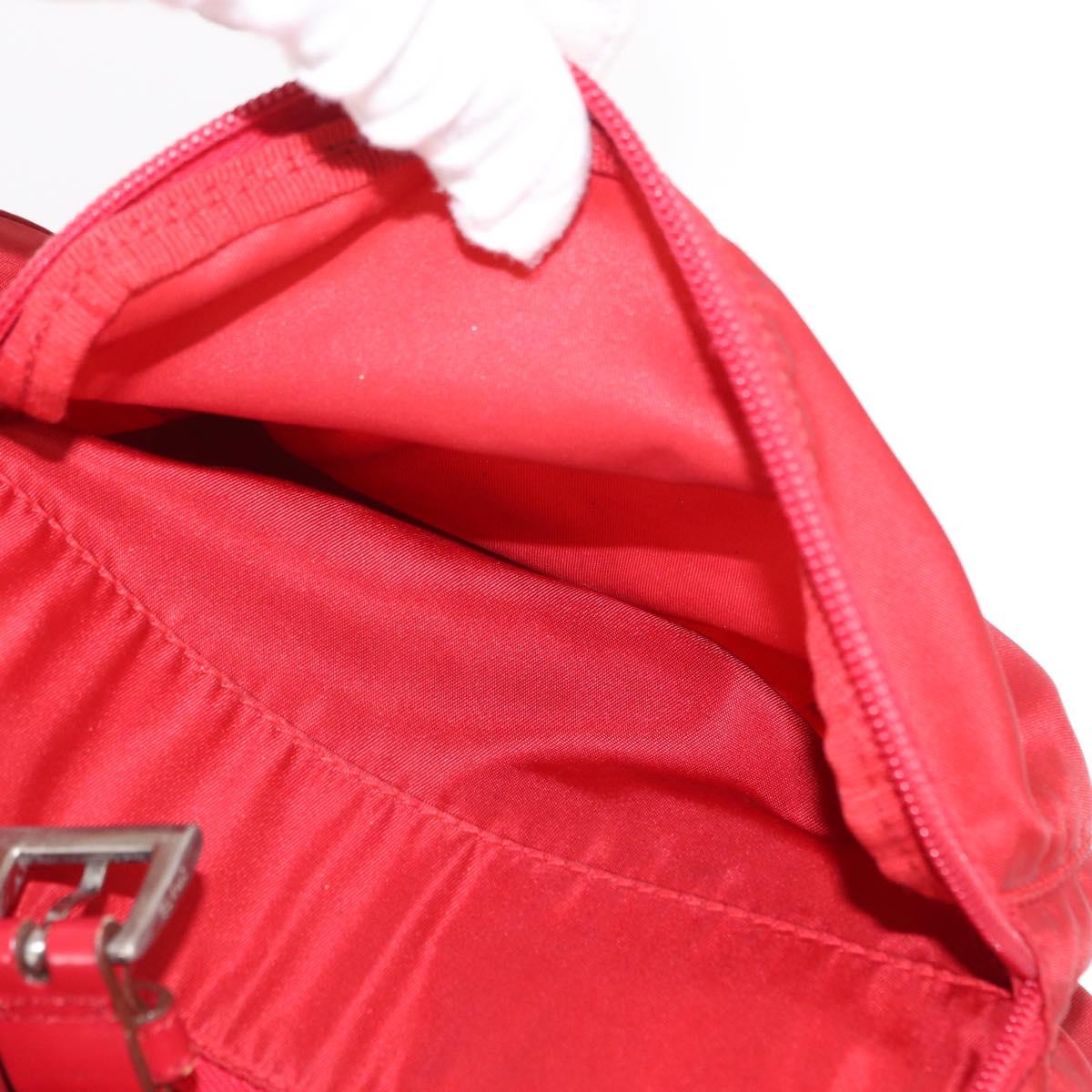 PRADA Backpack Nylon Red Silver Auth bs31368
