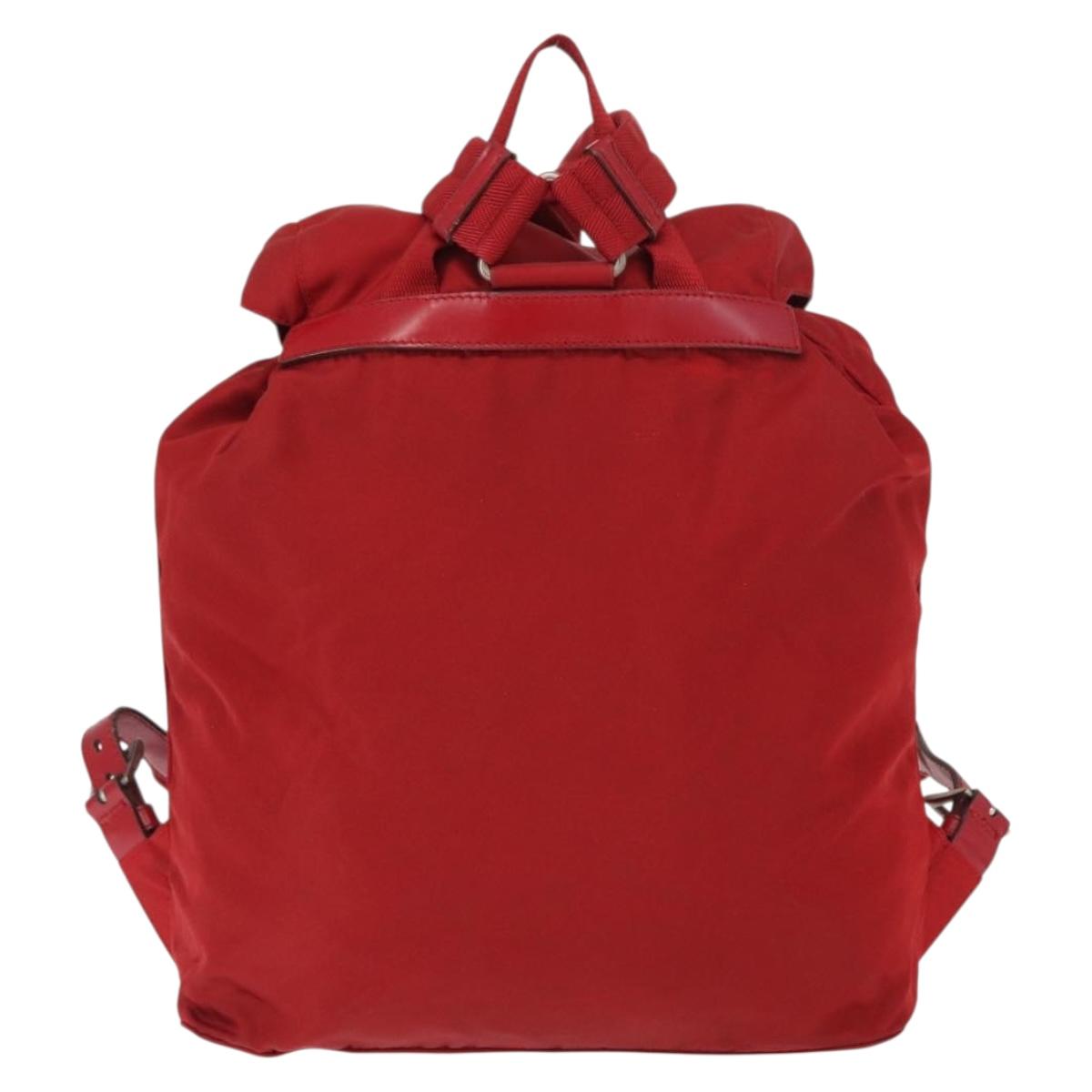 PRADA Backpack Nylon Red Silver Auth bs31368