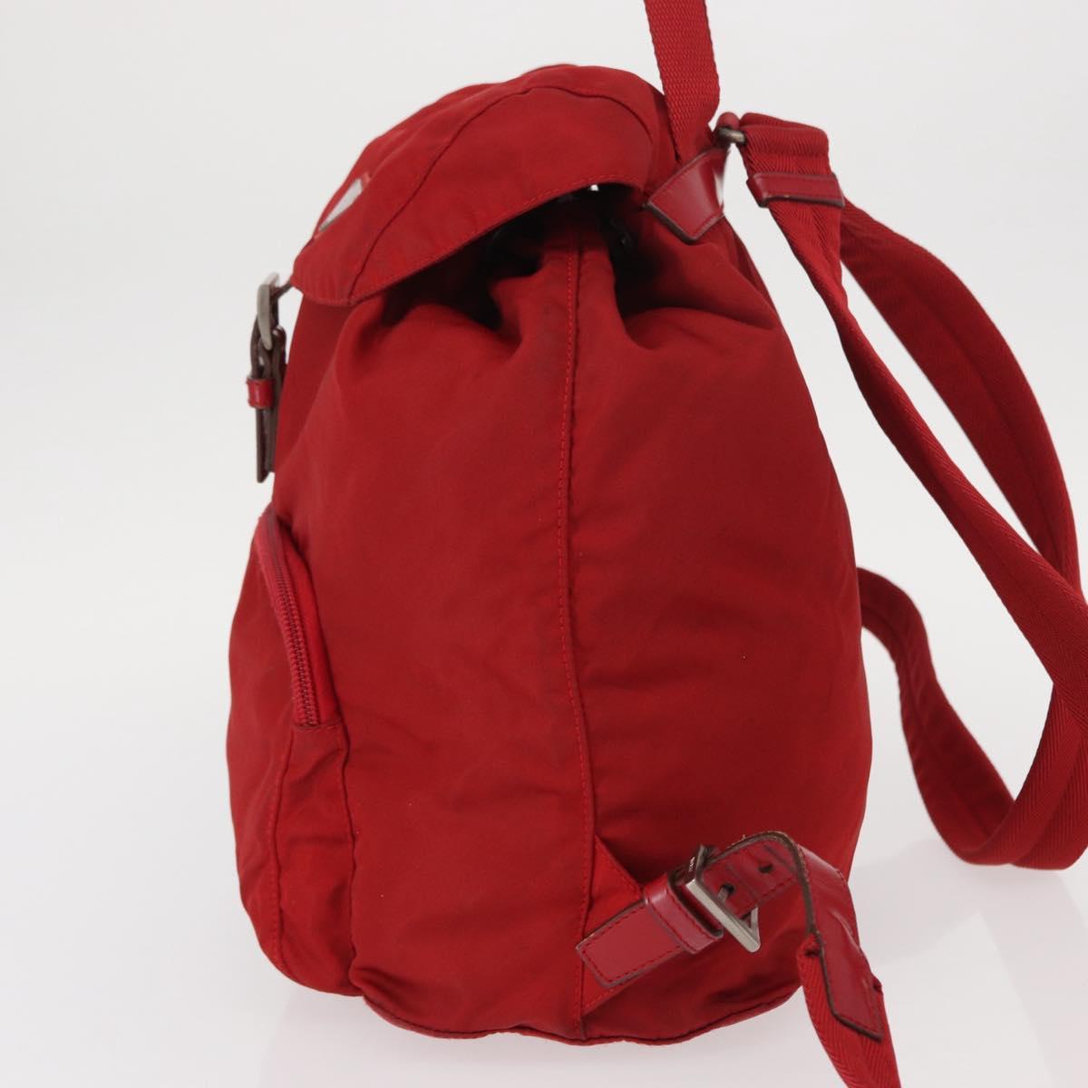 PRADA Backpack Nylon Red Silver Auth bs31368