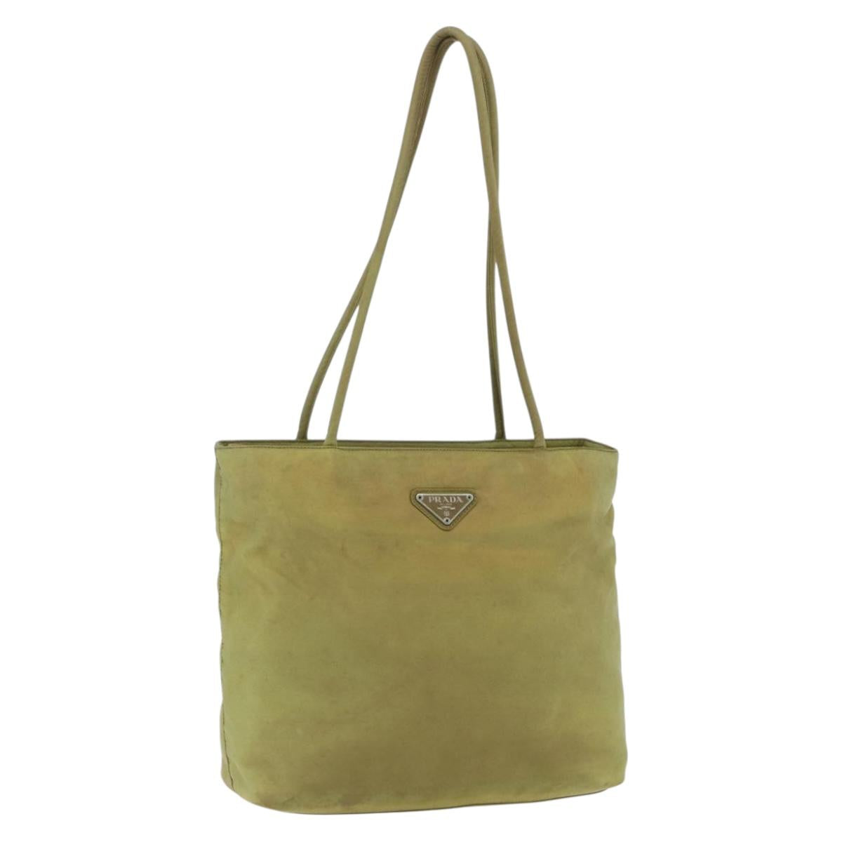 PRADA Hand Bag Nylon Green Silver Auth bs31369
