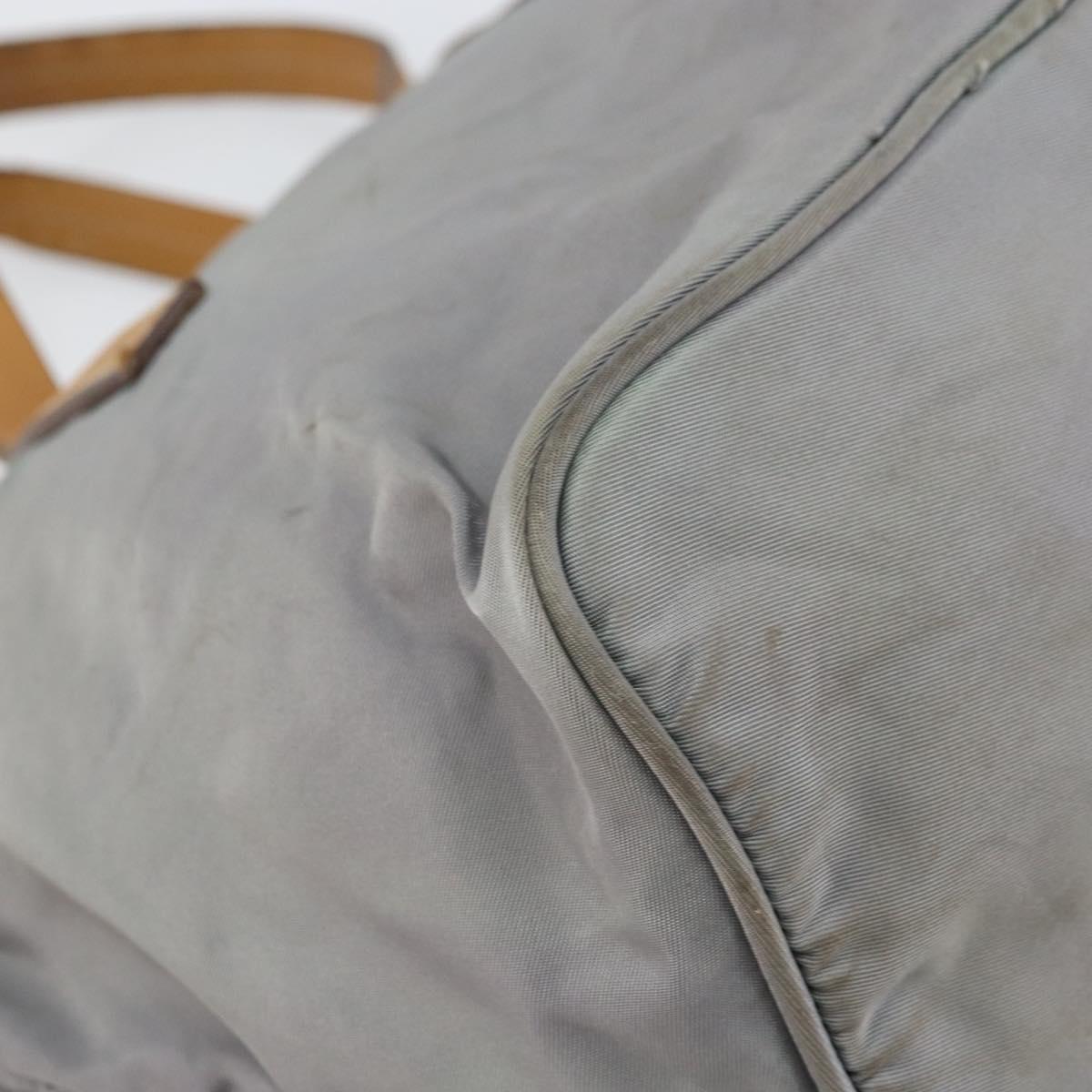 PRADA Hand Bag Nylon Gray Silver Auth bs31370