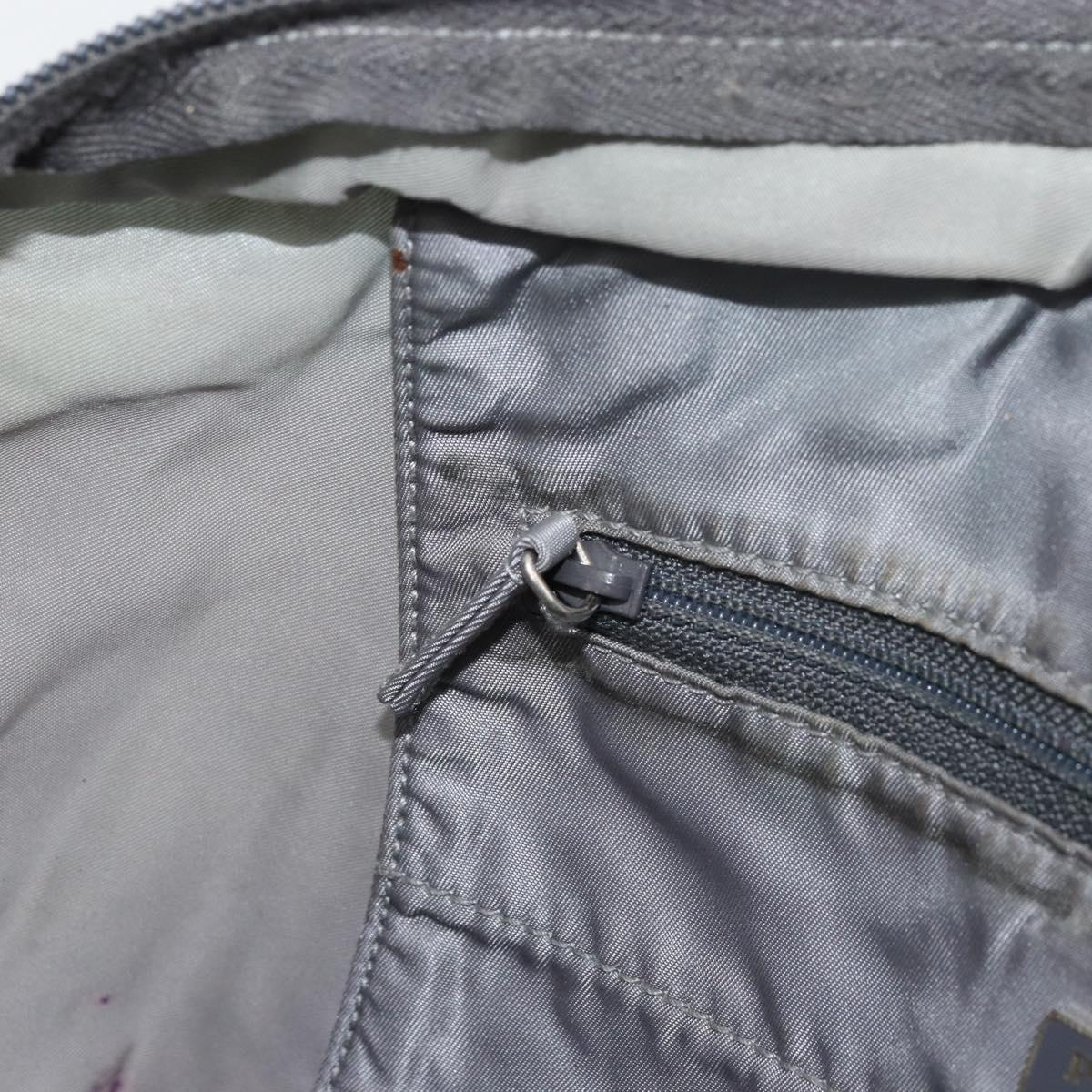 PRADA Hand Bag Nylon Gray Silver Auth bs31370