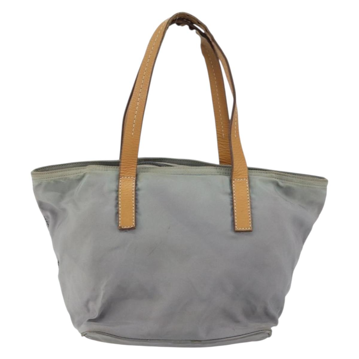 PRADA Hand Bag Nylon Gray Silver Auth bs31370