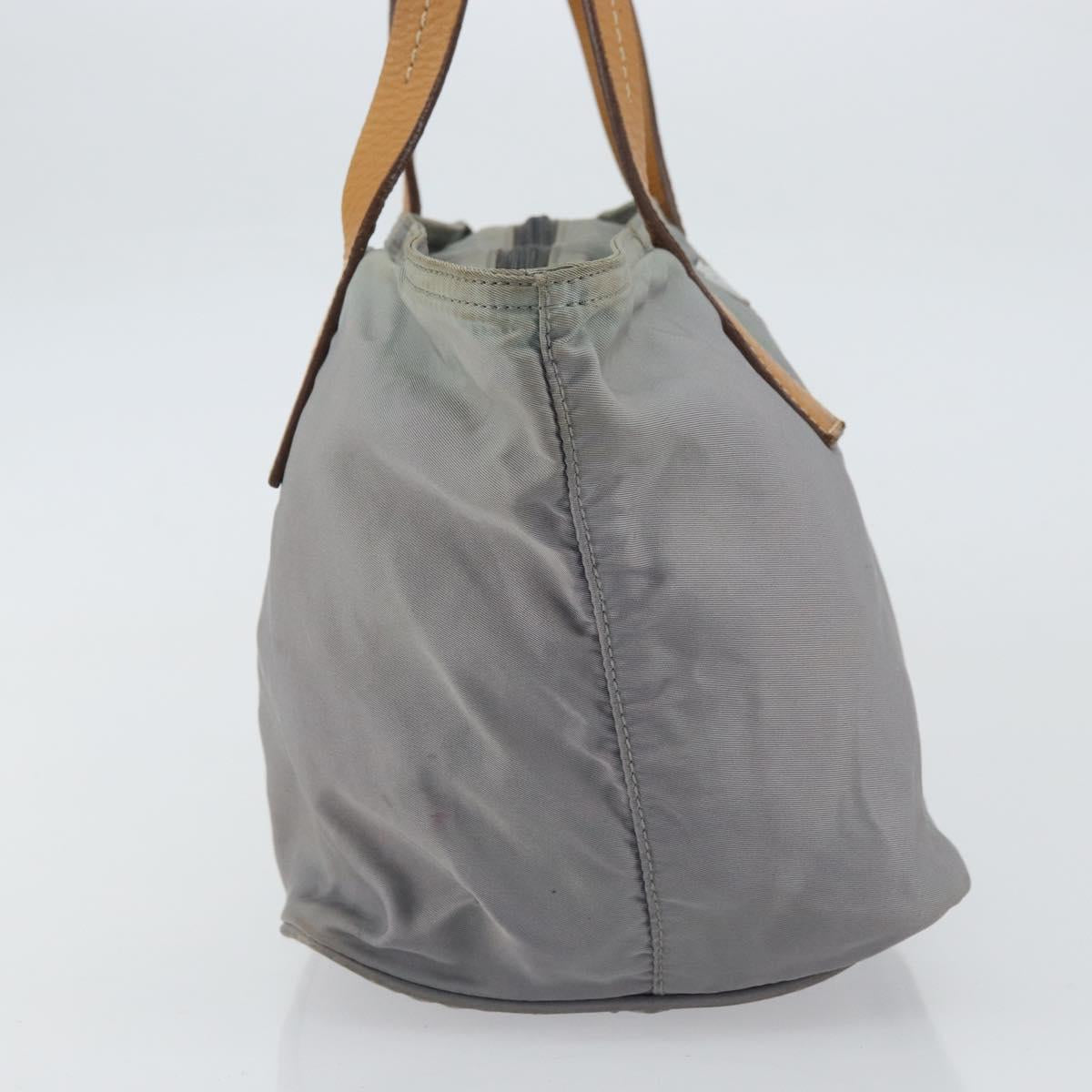 PRADA Hand Bag Nylon Gray Silver Auth bs31370