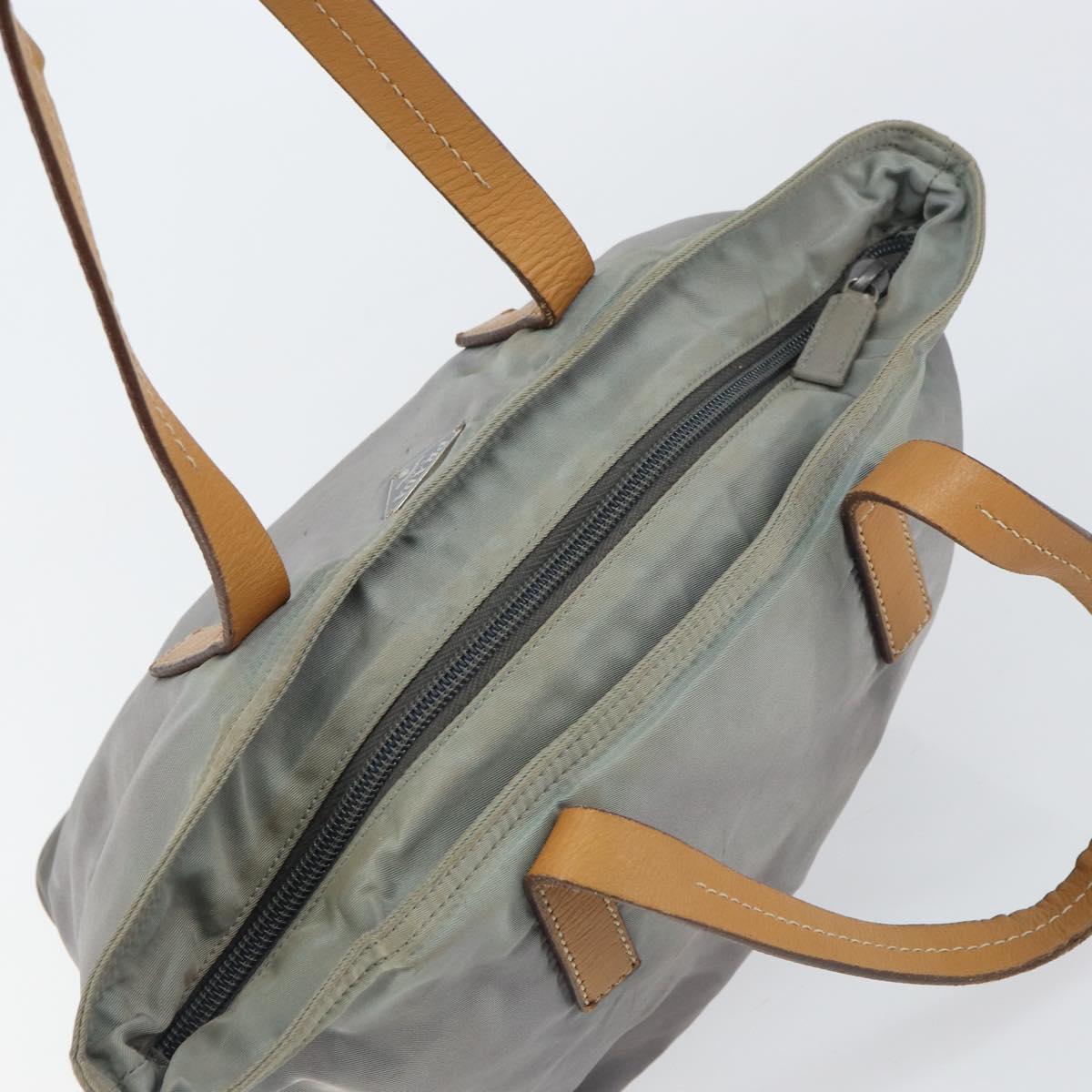 PRADA Hand Bag Nylon Gray Silver Auth bs31370