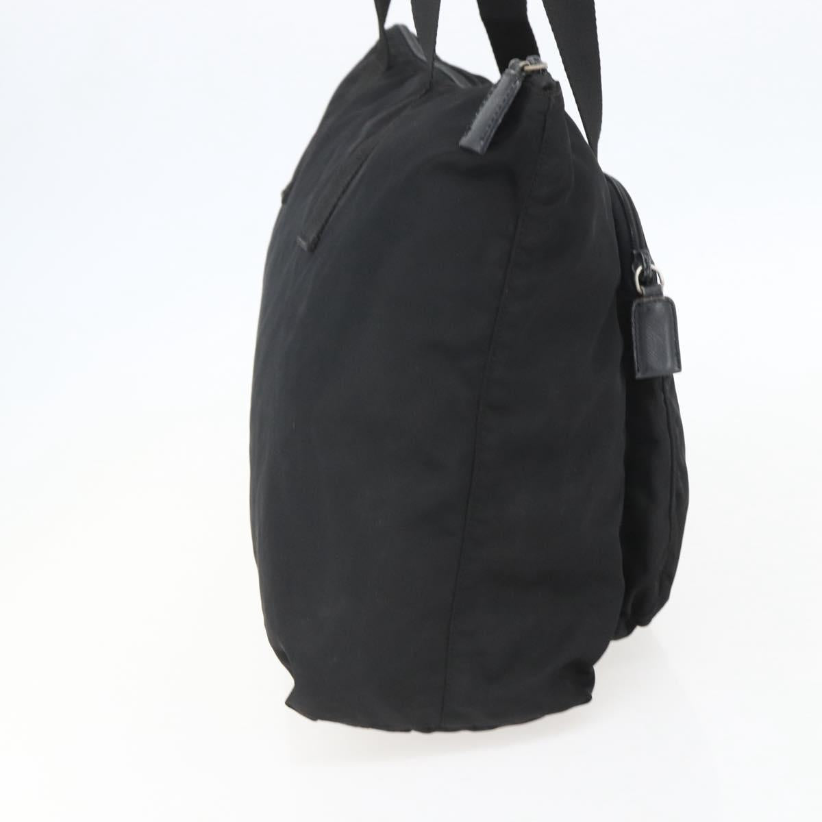 PRADA Tote Bag Nylon Black Silver Auth bs31371