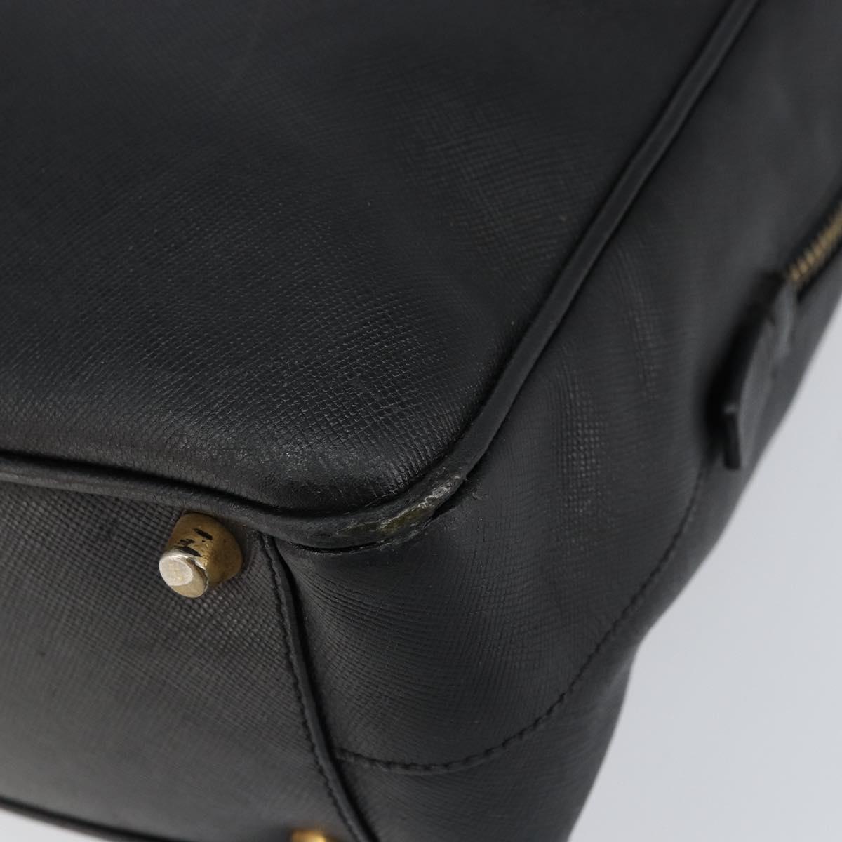 PRADA Hand Bag Safiano leather Black Gold Auth bs31372