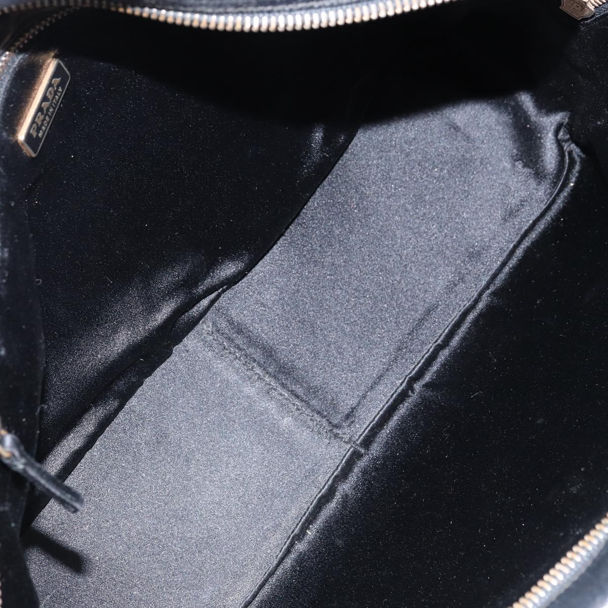 PRADA Hand Bag Safiano leather Black Gold Auth bs31372