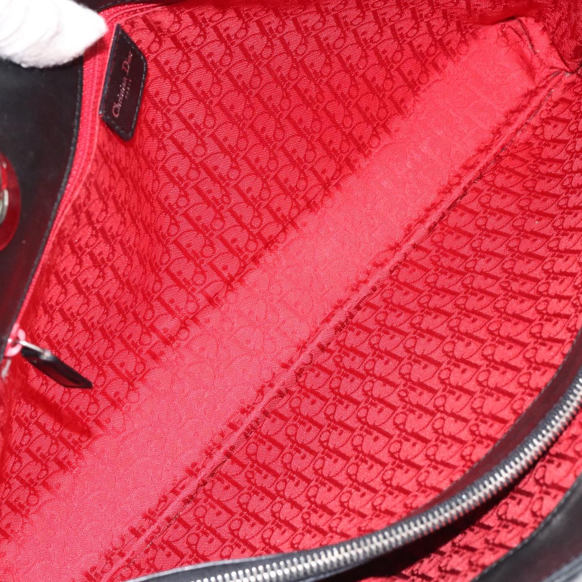 Christian Dior Canage Tote Bag Lamb Skin Black Silver Auth bs31373