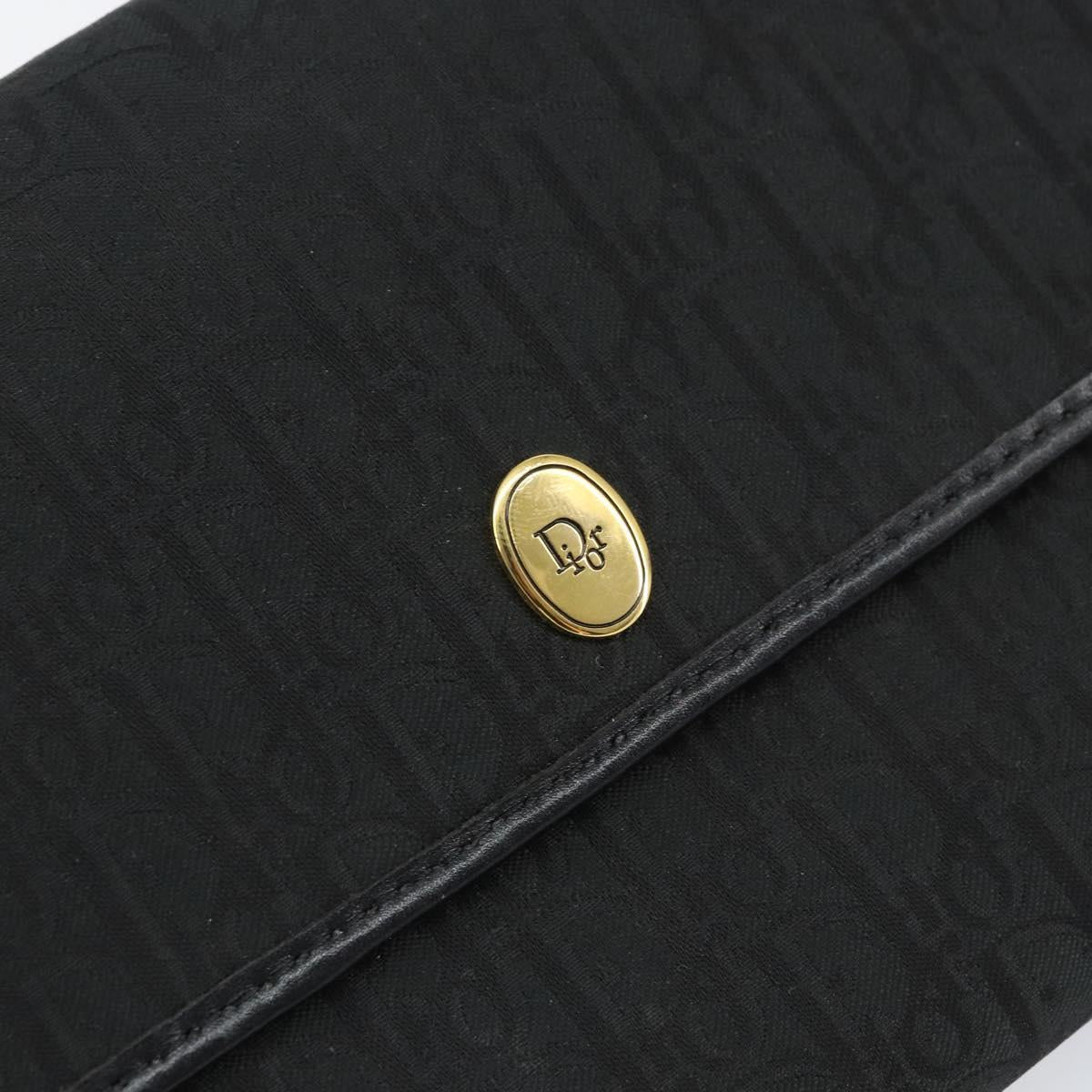 Christian Dior Trotter Canvas Chain Shoulder Bag Black Gold Auth bs31374