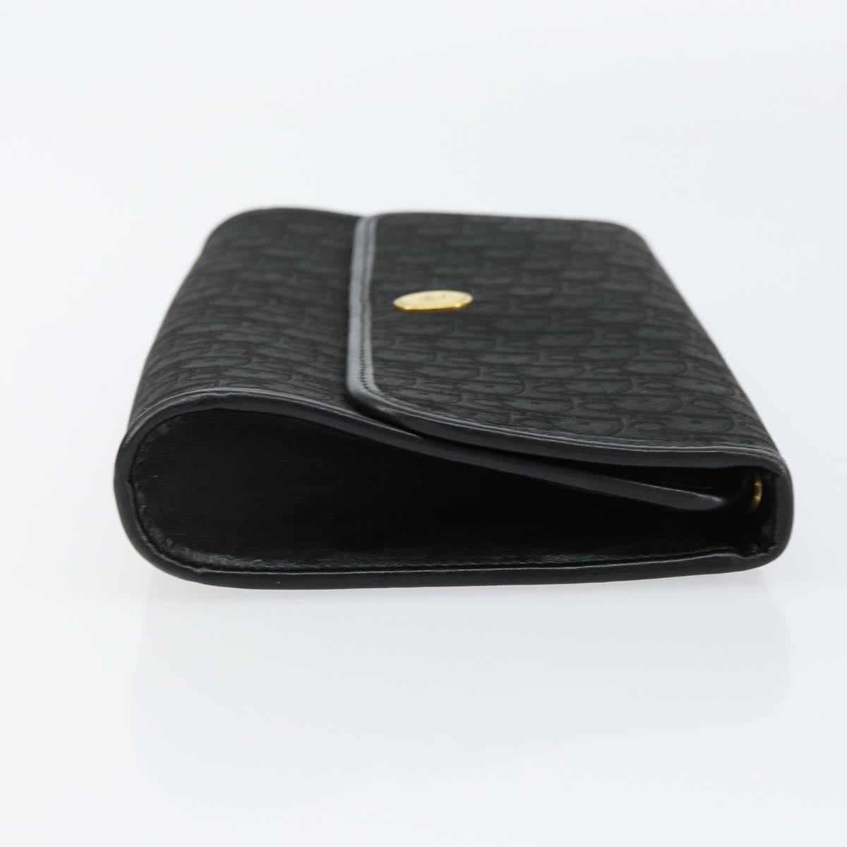 Christian Dior Trotter Canvas Chain Shoulder Bag Black Gold Auth bs31374