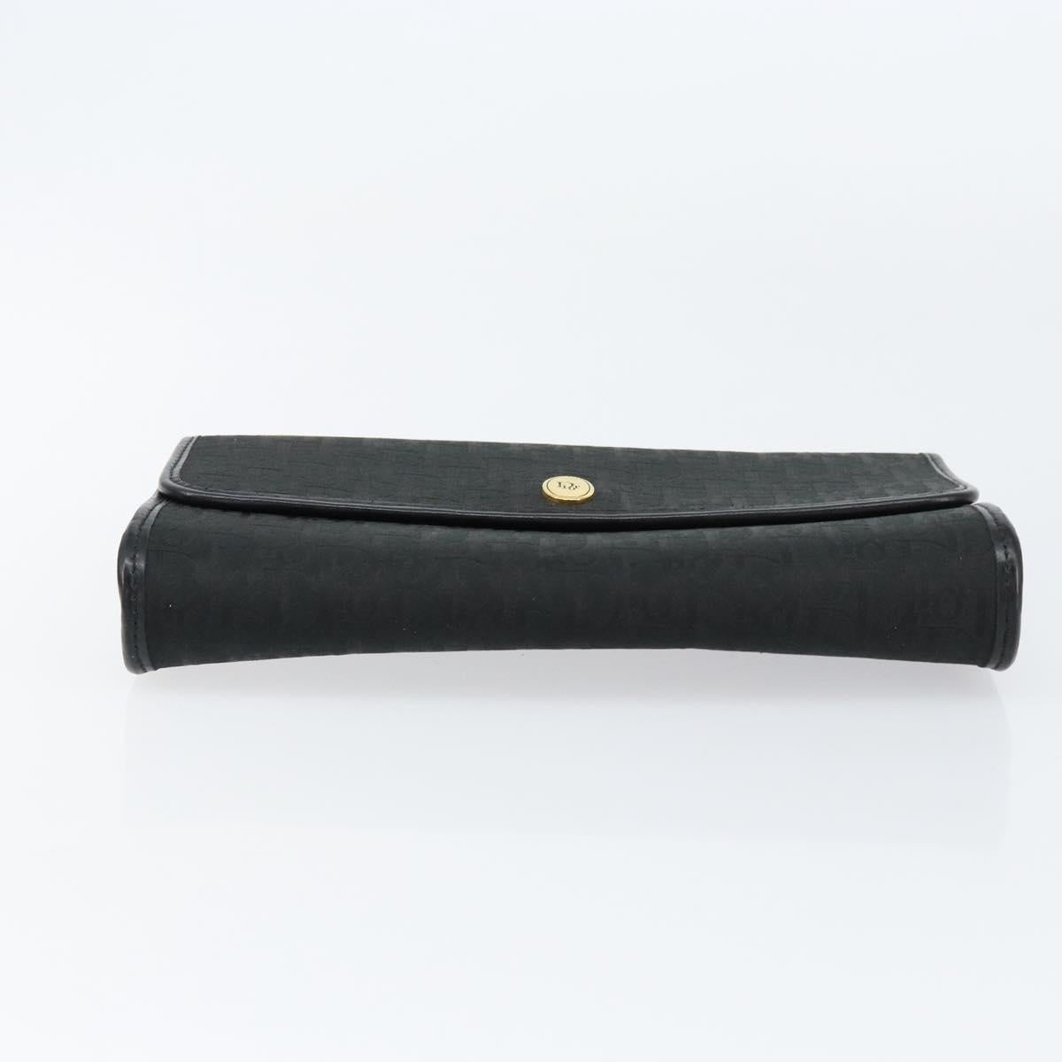 Christian Dior Trotter Canvas Chain Shoulder Bag Black Gold Auth bs31374