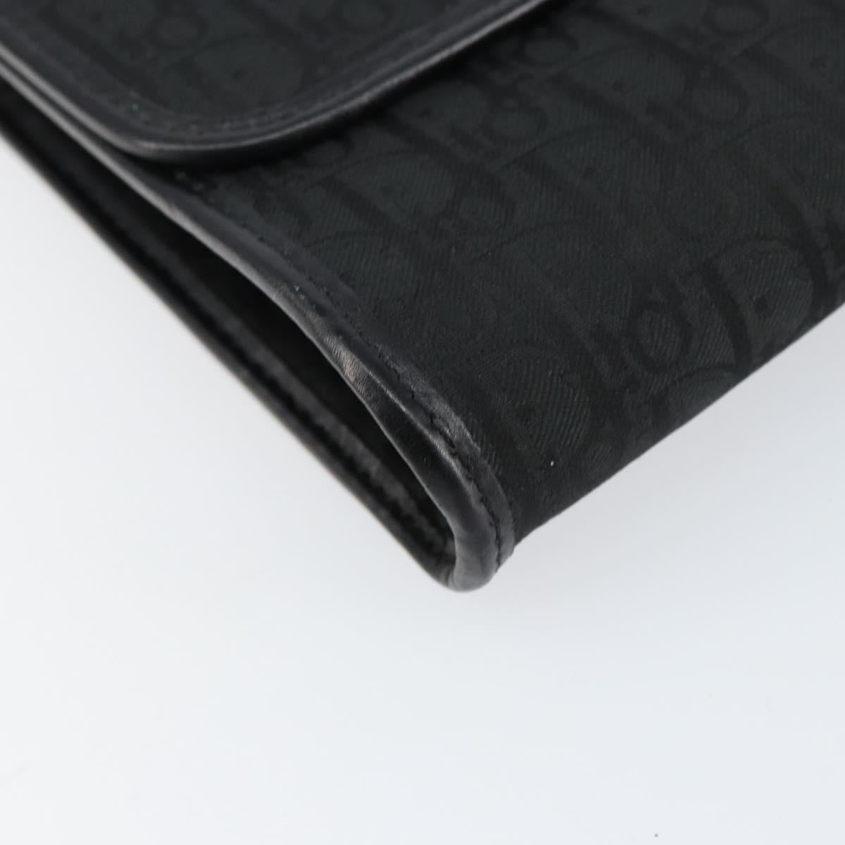 Christian Dior Trotter Canvas Chain Shoulder Bag Black Gold Auth bs31374