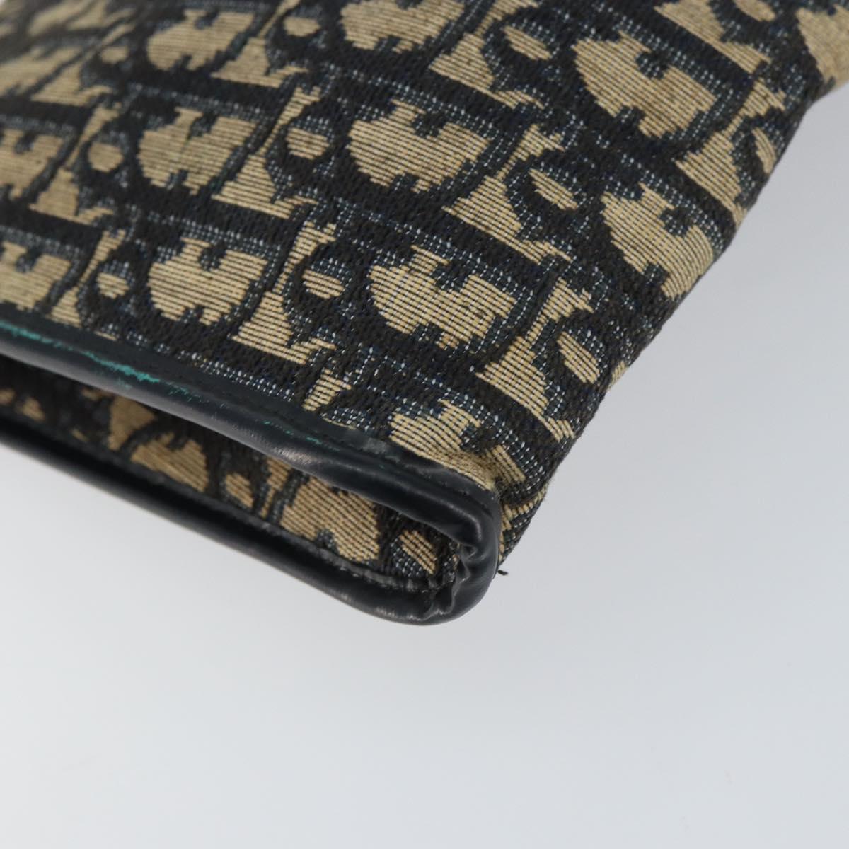 Christian Dior Trotter Canvas Chain Shoulder Bag Navy Gold Auth bs31375