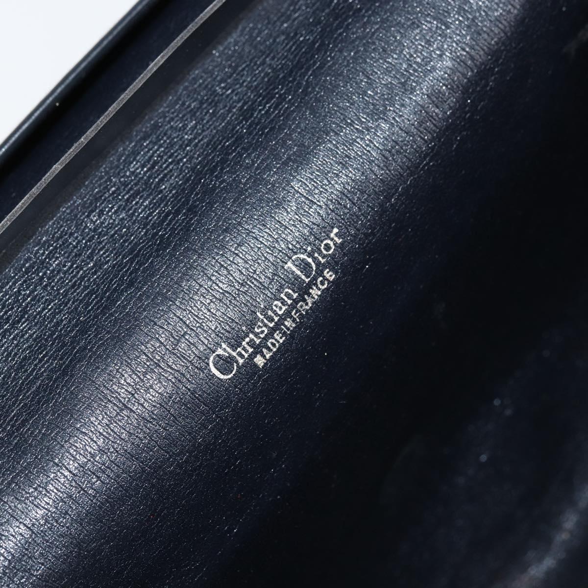 Christian Dior Trotter Canvas Chain Shoulder Bag Navy Gold Auth bs31375