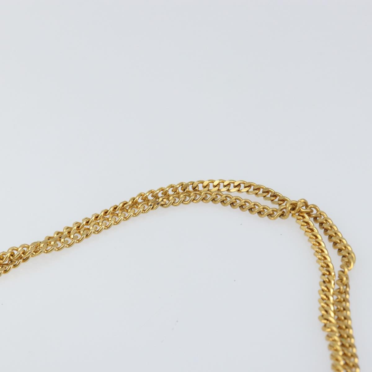 Christian Dior Trotter Canvas Chain Shoulder Bag Navy Gold Auth bs31375