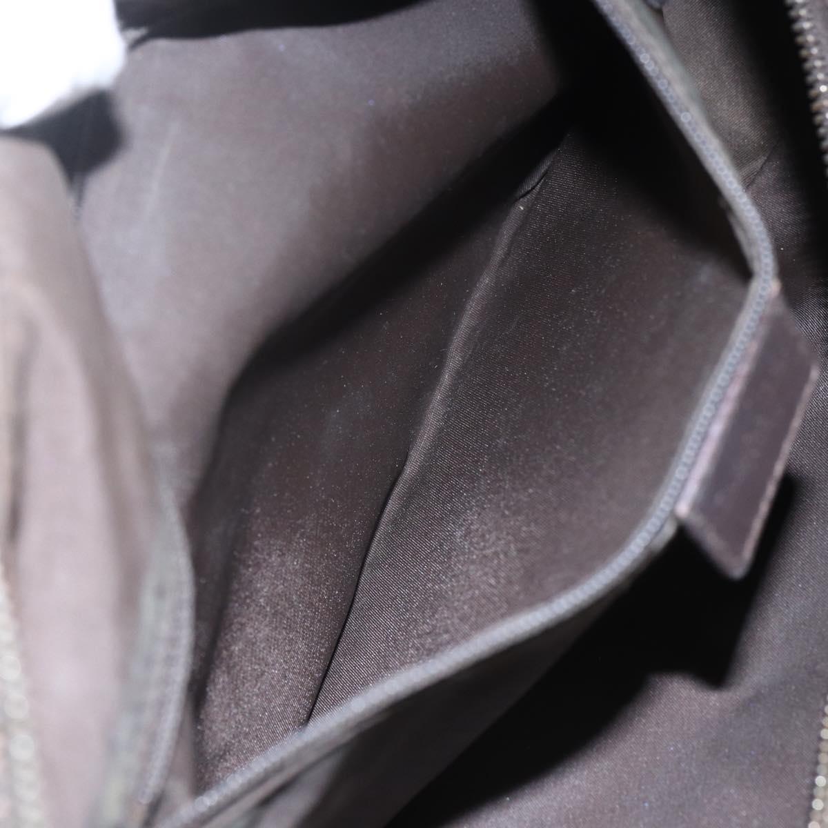 Christian Dior Trotter Canvas Street Chic Shoulder Bag Brown Silver Auth bs31376